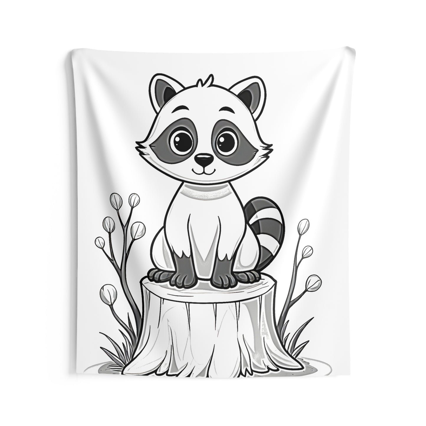 Indoor Wall Tapestries Coloring Kit with 10 Fabric Markers - Raccoon