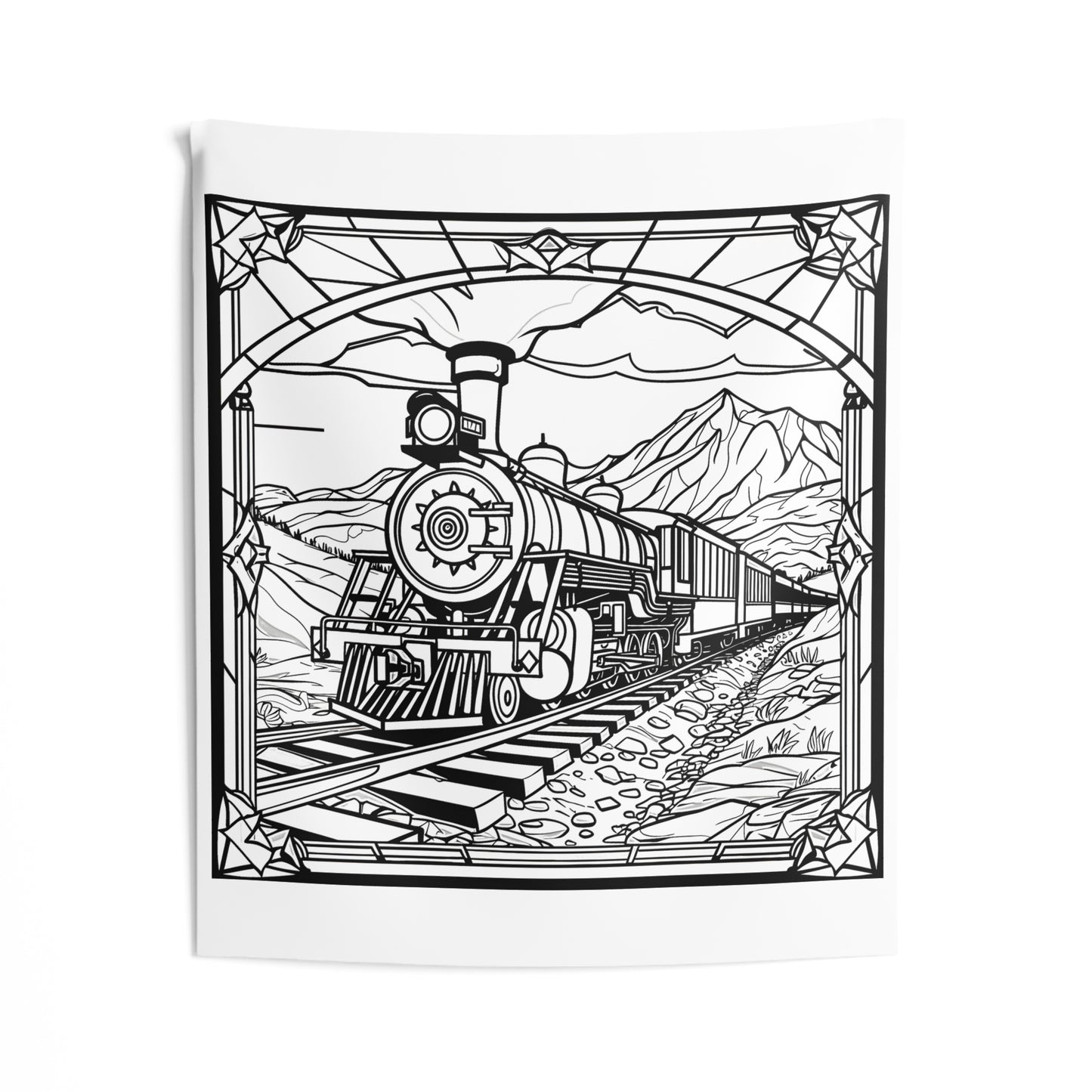 Indoor Wall Tapestries Coloring Kit with 10 Fabric Markers - Steam Engine