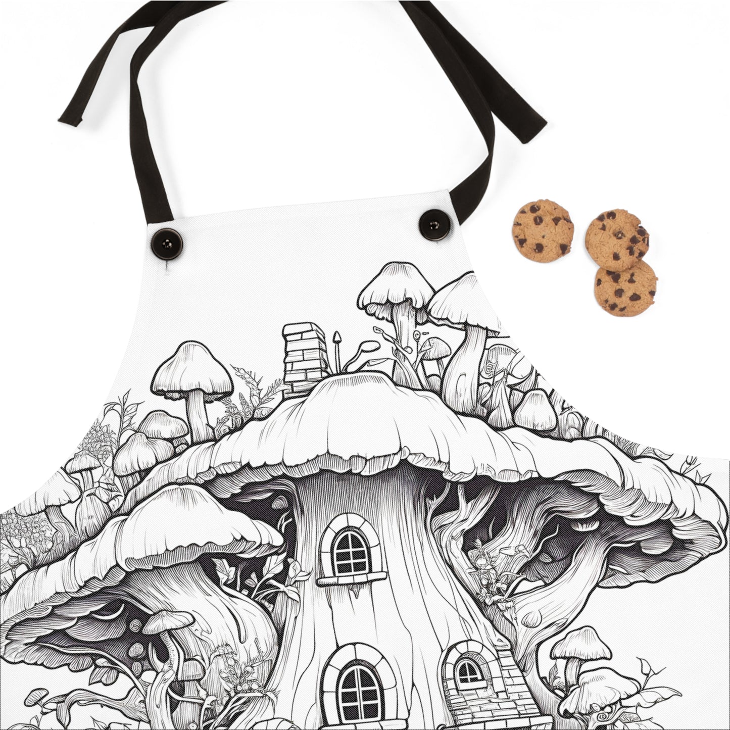 Apron Coloring Kit with 10 Fabric Markers - Mushroom House