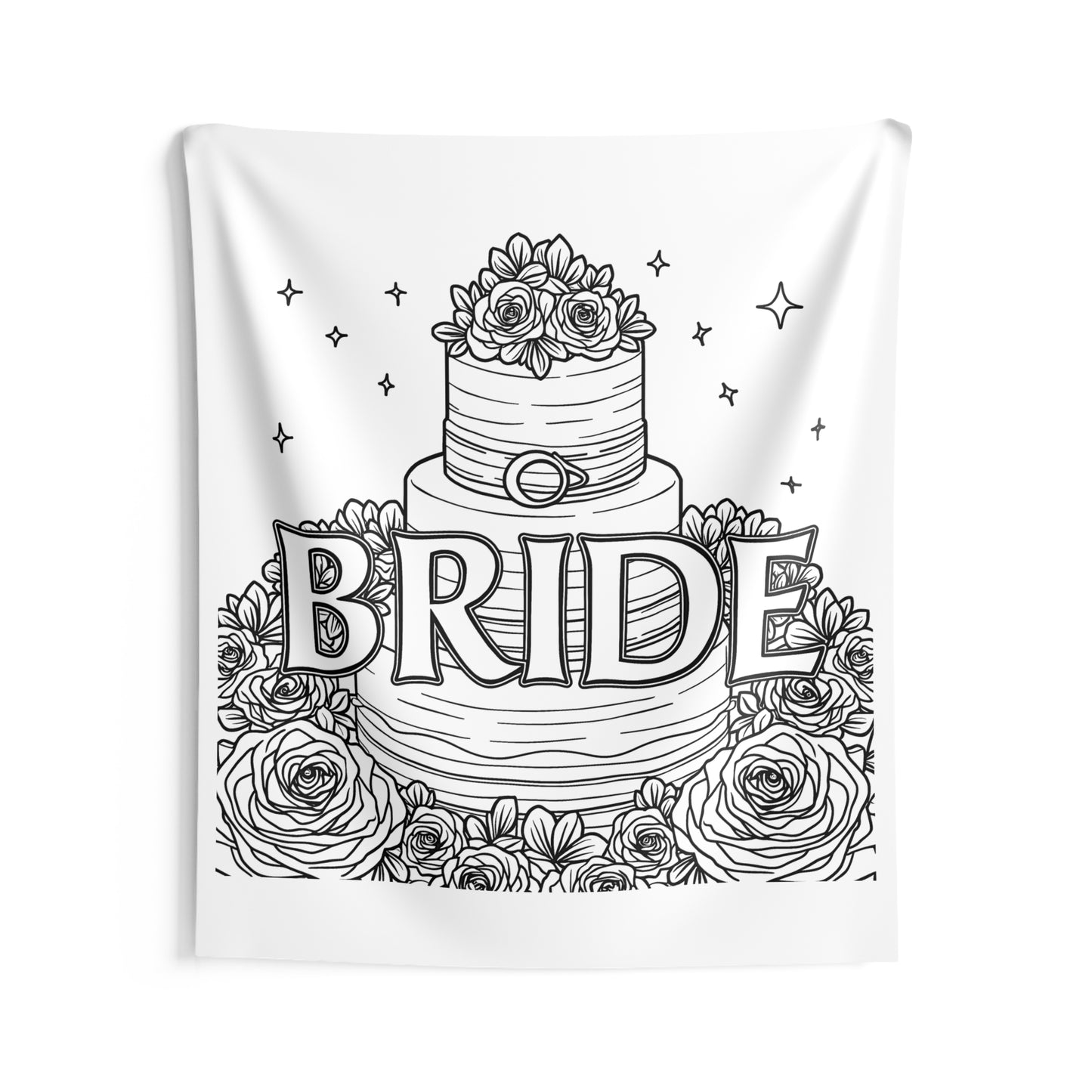 Indoor Wall Tapestries Coloring Kit with 10 Fabric Markers - Bride Cake