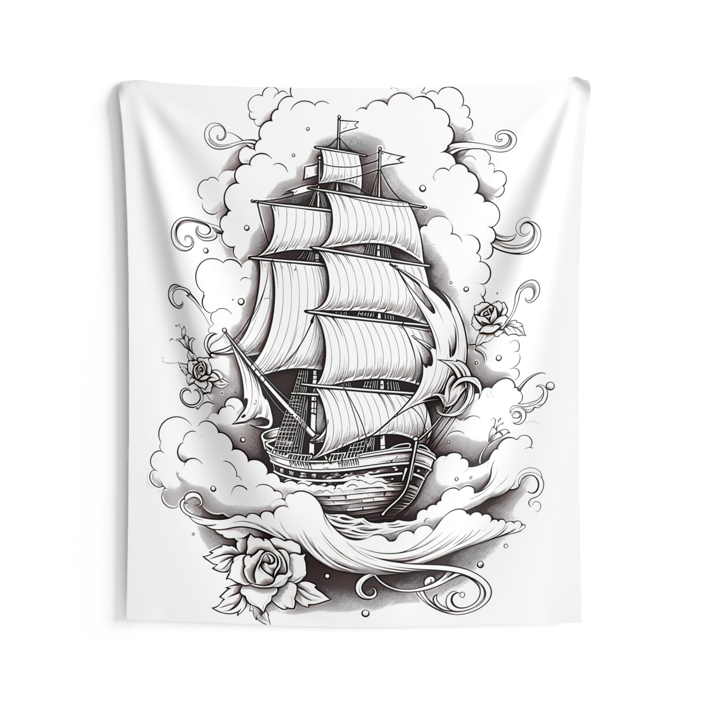 Indoor Wall Tapestries Coloring Kit with 10 Fabric Markers - Sailing Ship