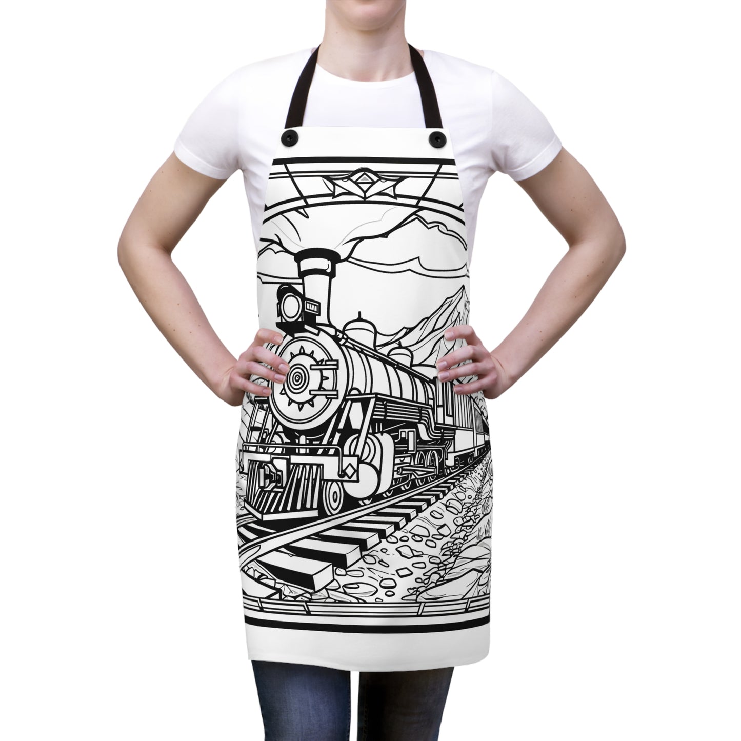 Apron Coloring Kit with 10 Fabric Markers - Steam Engine