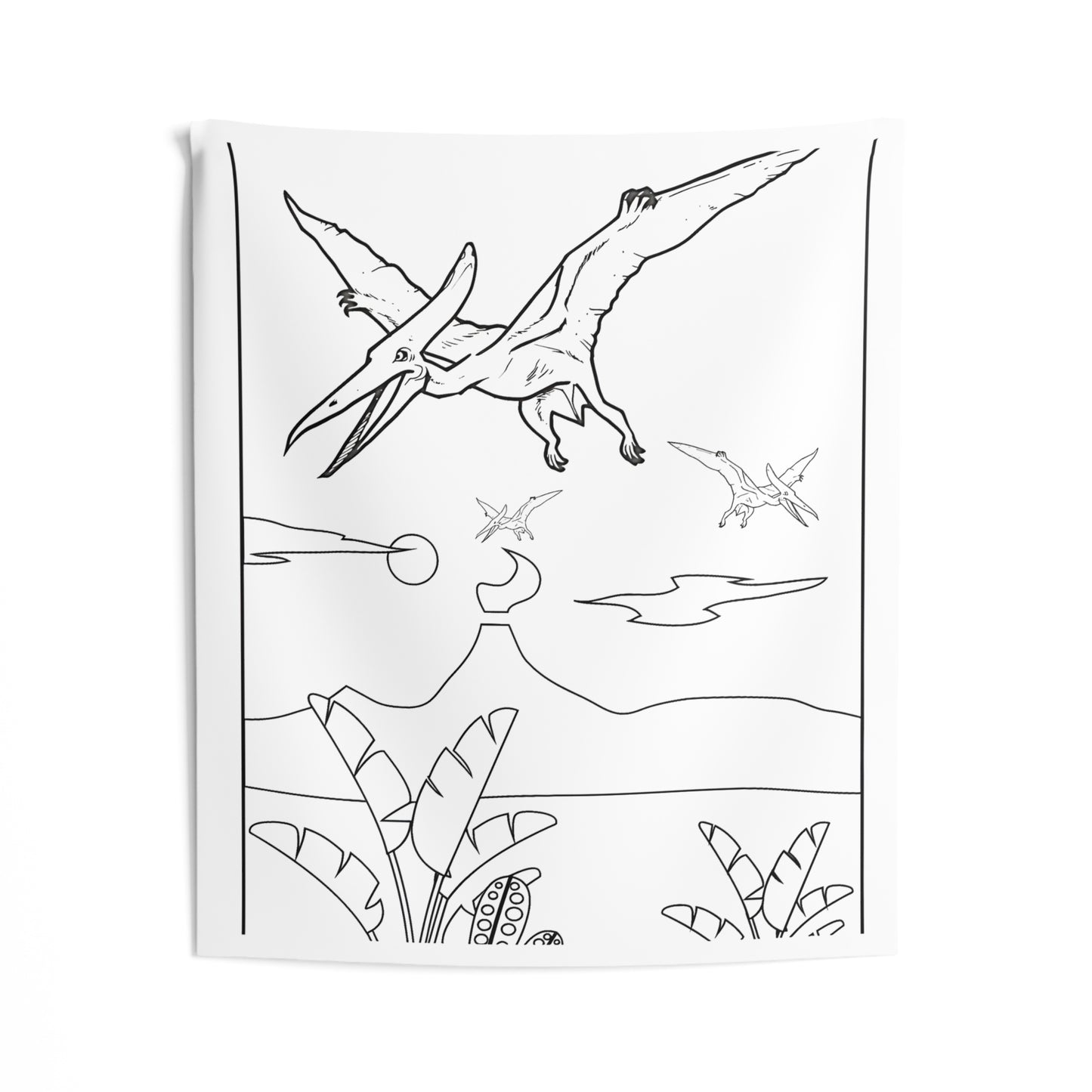 Indoor Wall Tapestries Coloring Kit with 10 Fabric Markers - Pterodactyls