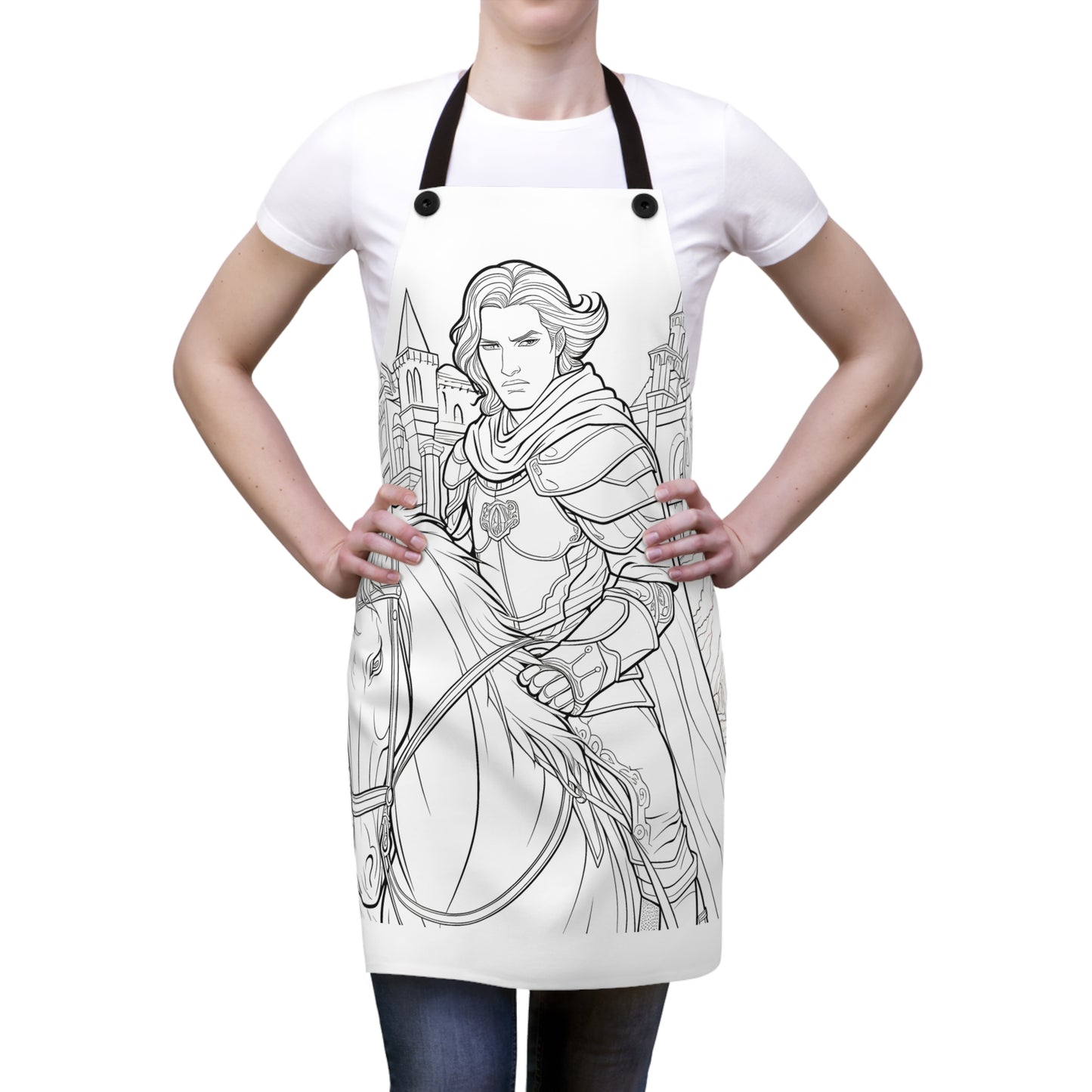 Apron Coloring Kit with 10 Fabric Markers - Knight on Horseback