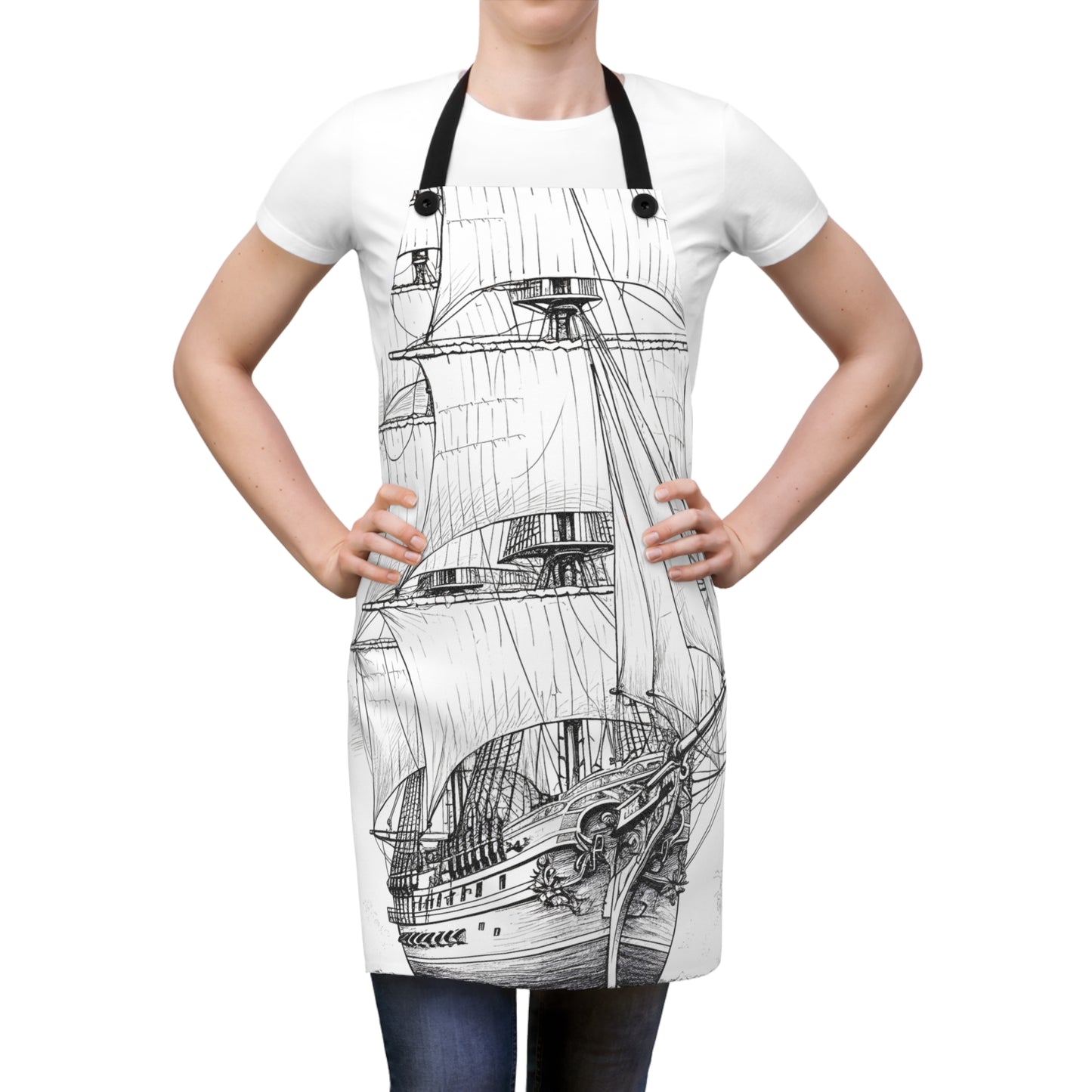 Apron Coloring Kit with 10 Fabric Markers - Sailing Ship