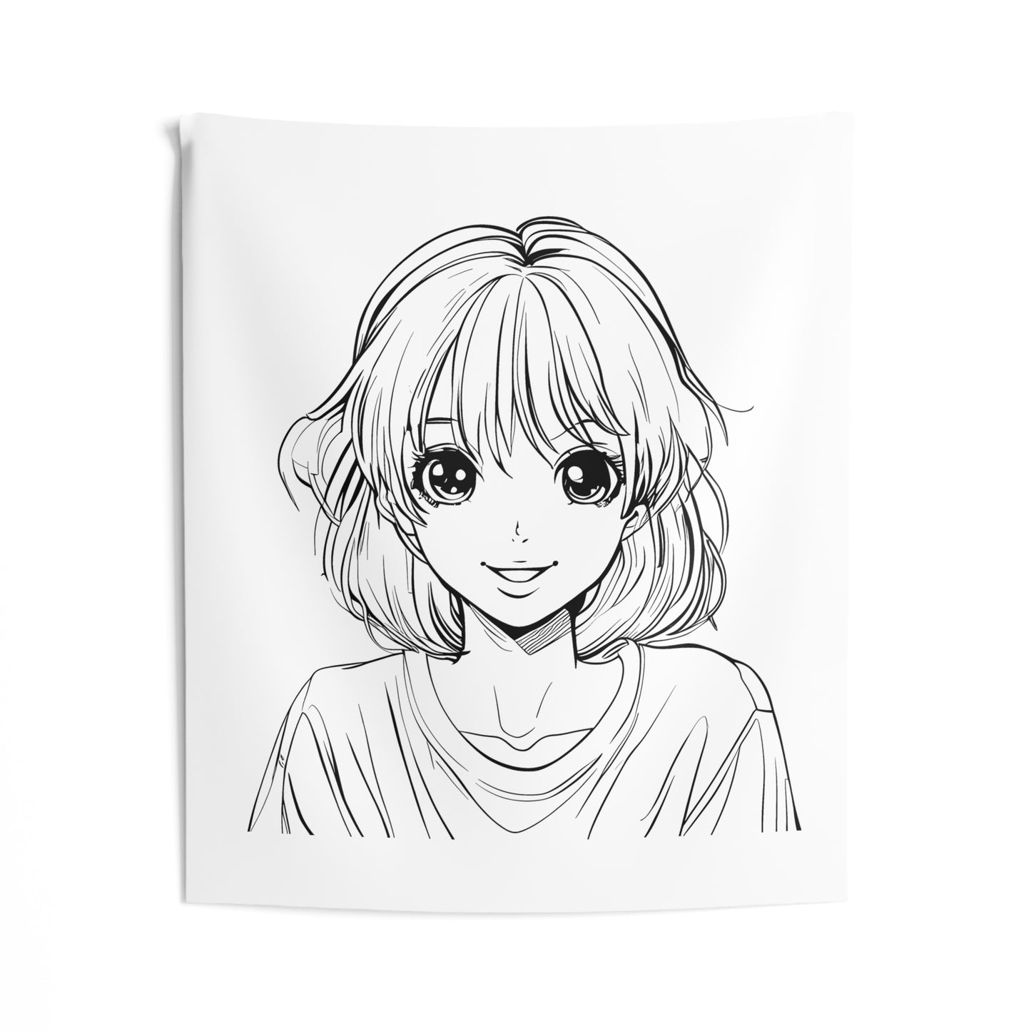 Indoor Wall Tapestries Coloring Kit with 10 Fabric Markers - Anime Girl