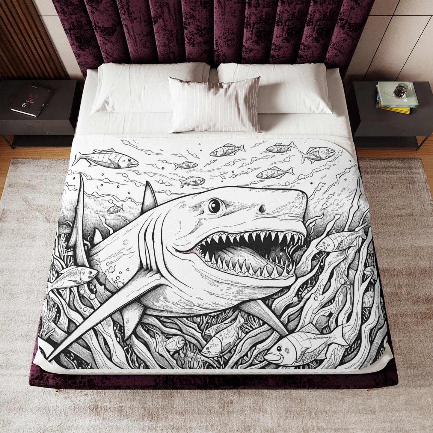 Blanket Coloring Kit with 10 Fabric Markers - Sharks