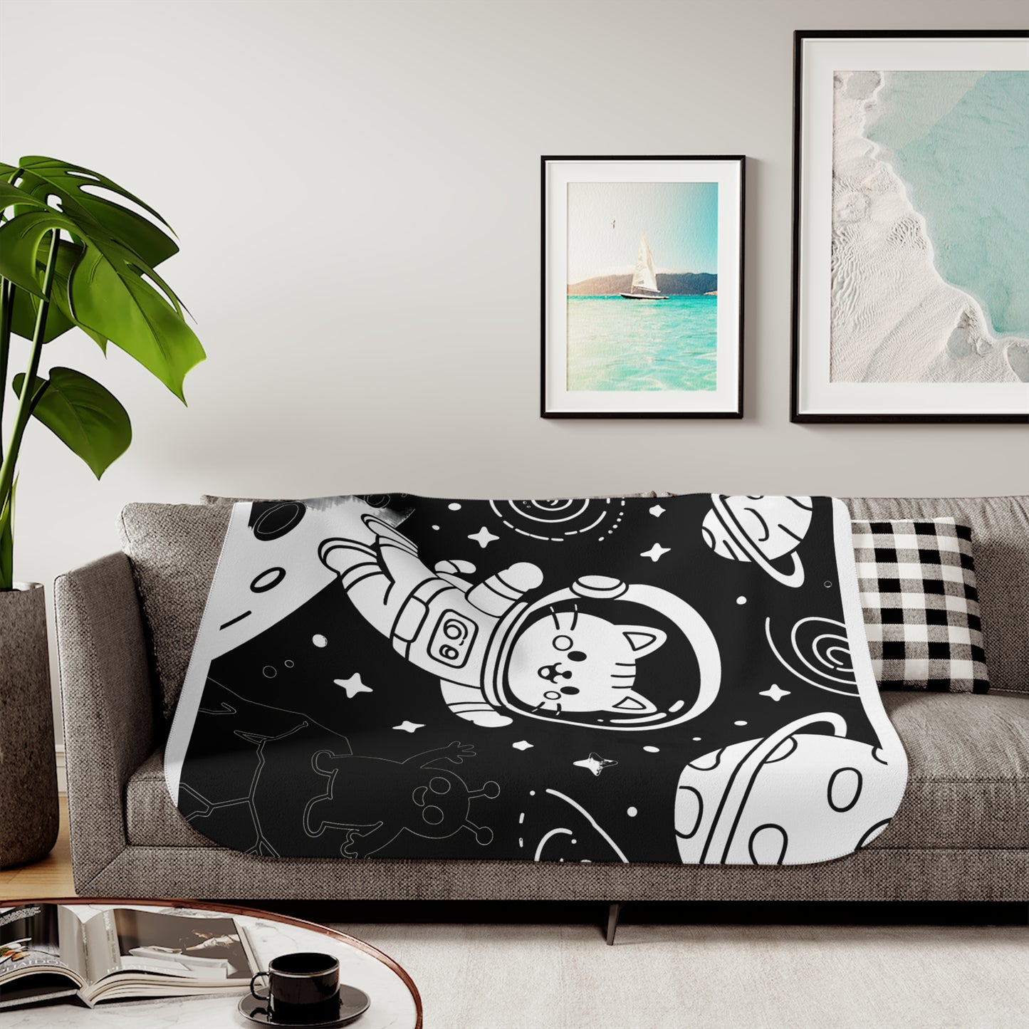Blanket Coloring Kit with 10 Fabric Markers - Cat Astronaut