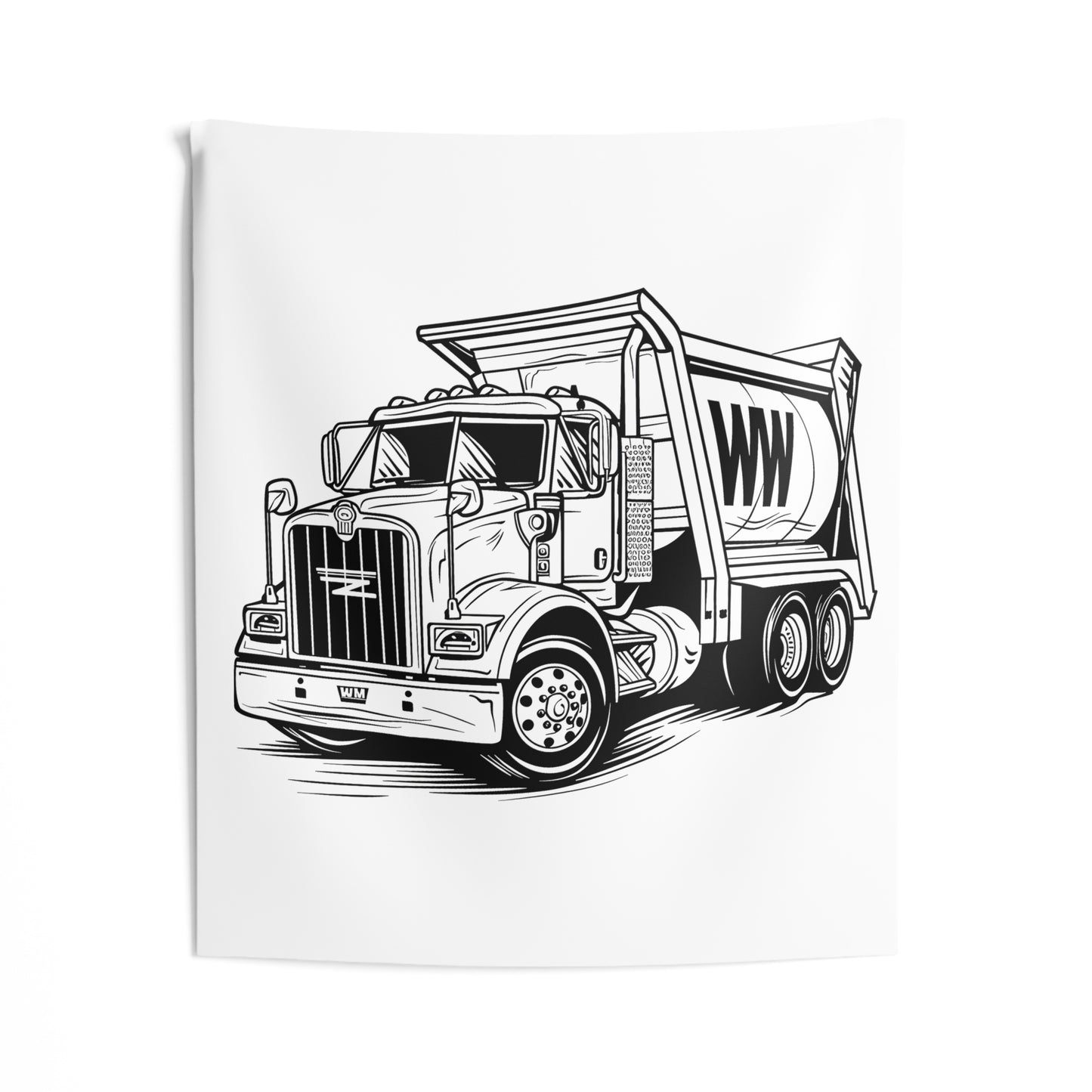 Indoor Wall Tapestries Coloring Kit with 10 Fabric Markers - Garbage Truck