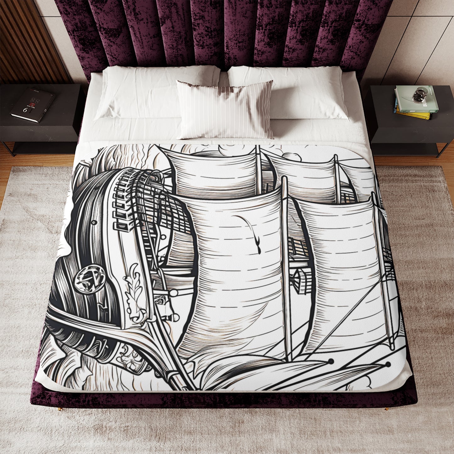 Blanket Coloring Kit with 10 Fabric Markers - Sailing Ships