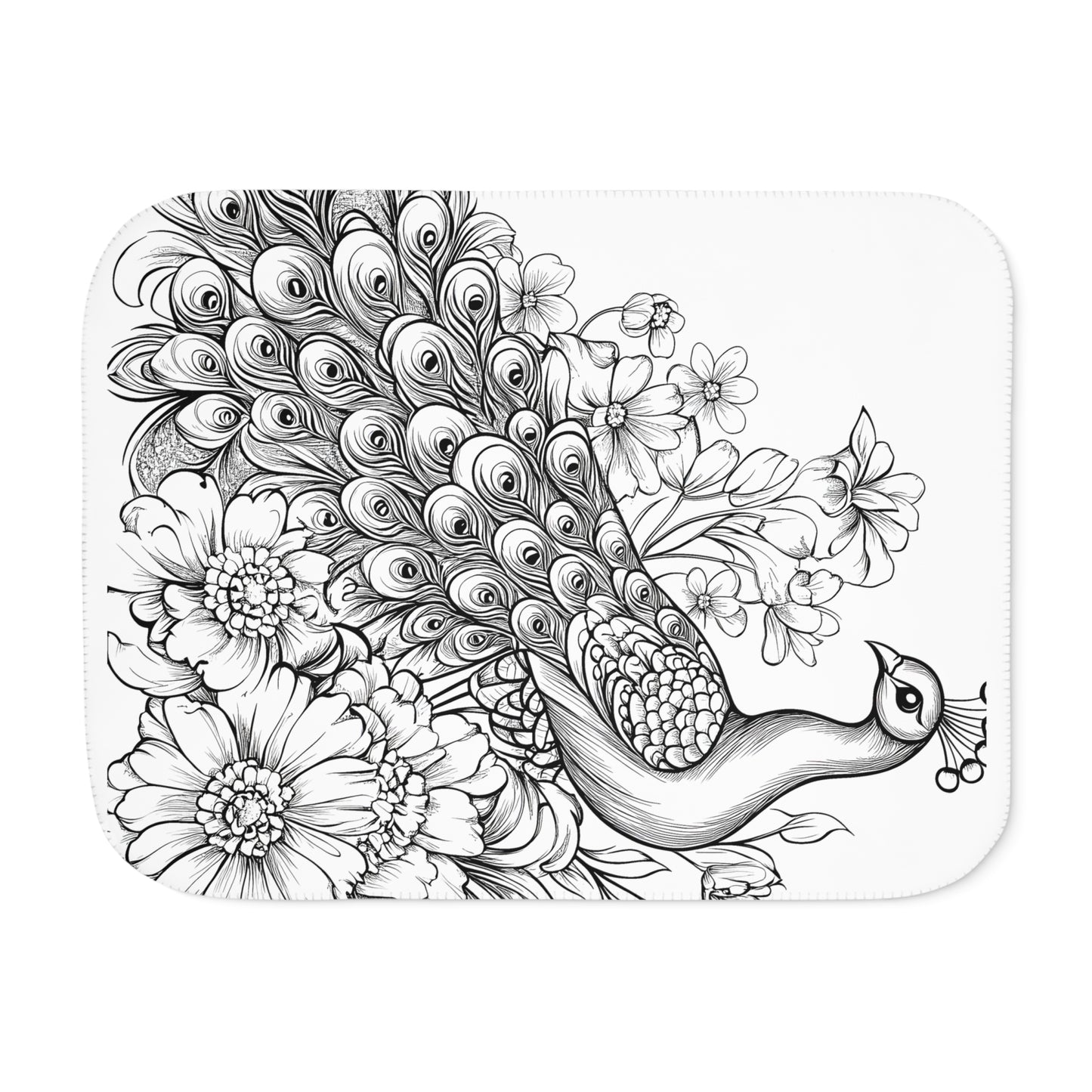 Blanket Coloring Kit with 10 Fabric Markers - Peacock with Flowers