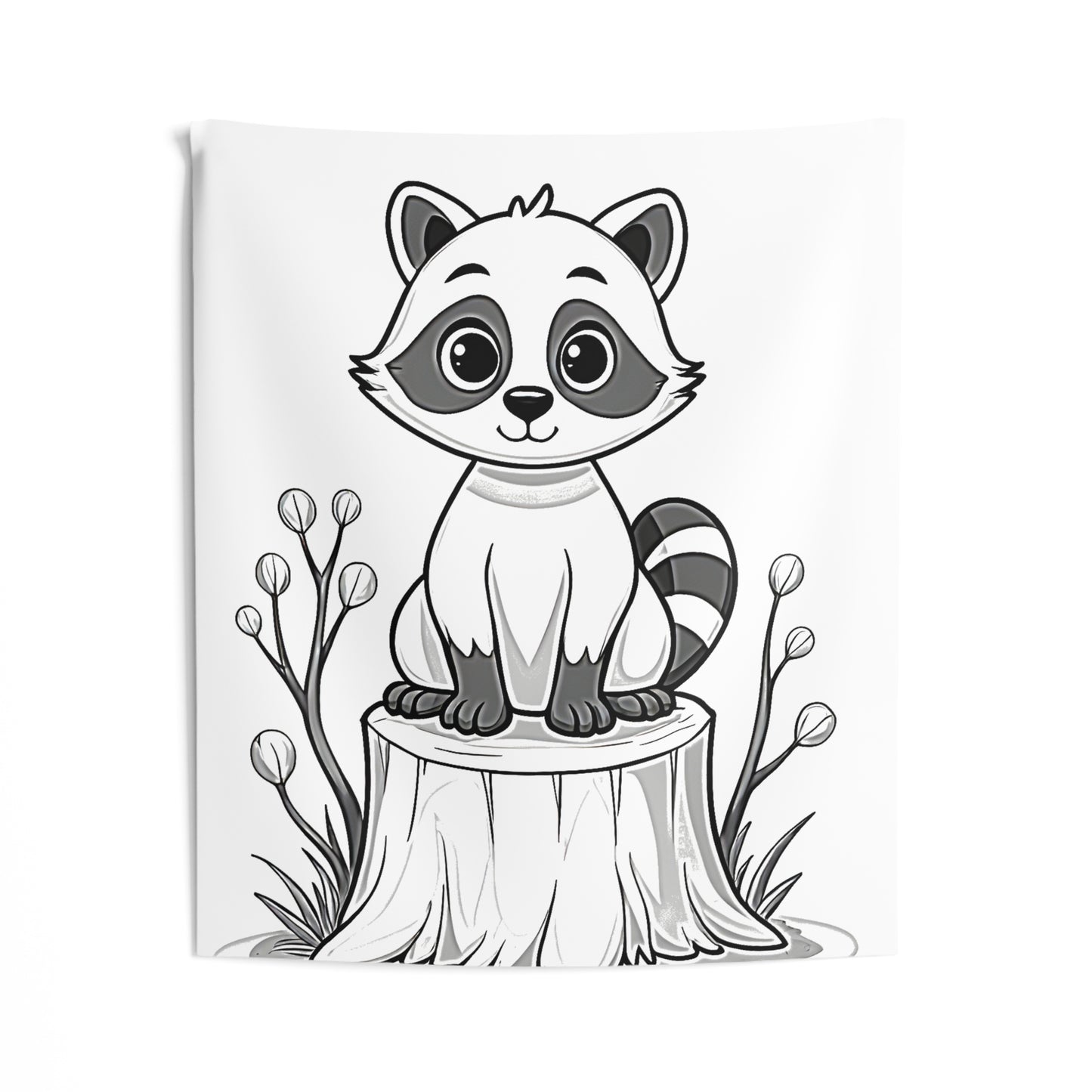 Indoor Wall Tapestries Coloring Kit with 10 Fabric Markers - Raccoon