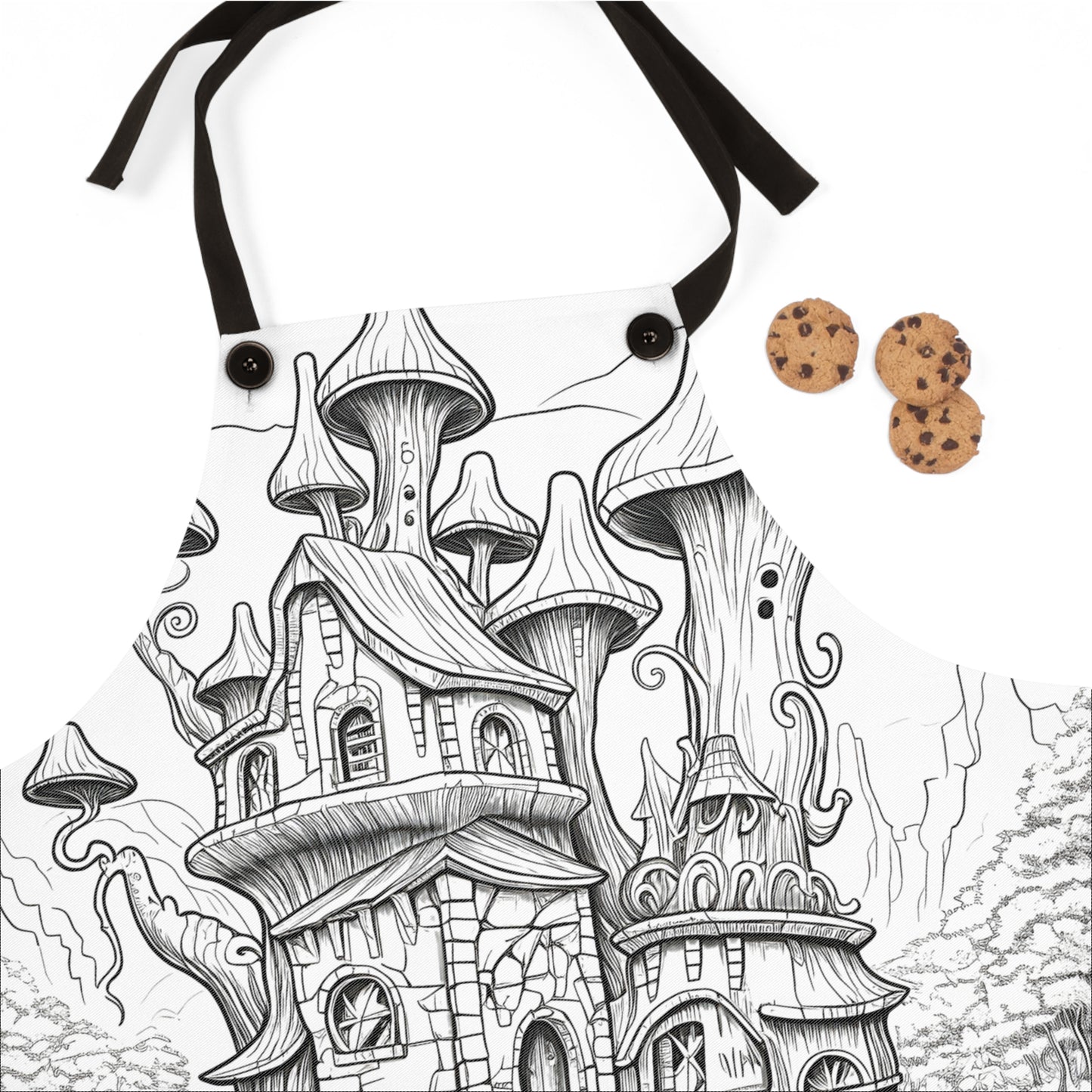 Apron Coloring Kit with 10 Fabric Markers - Mushroom House