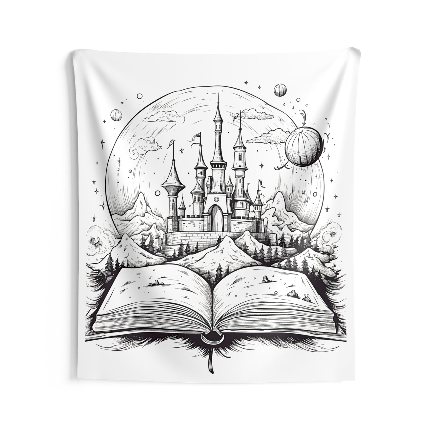 Indoor Wall Tapestries Coloring Kit with 10 Fabric Markers - Castle in a Storybook