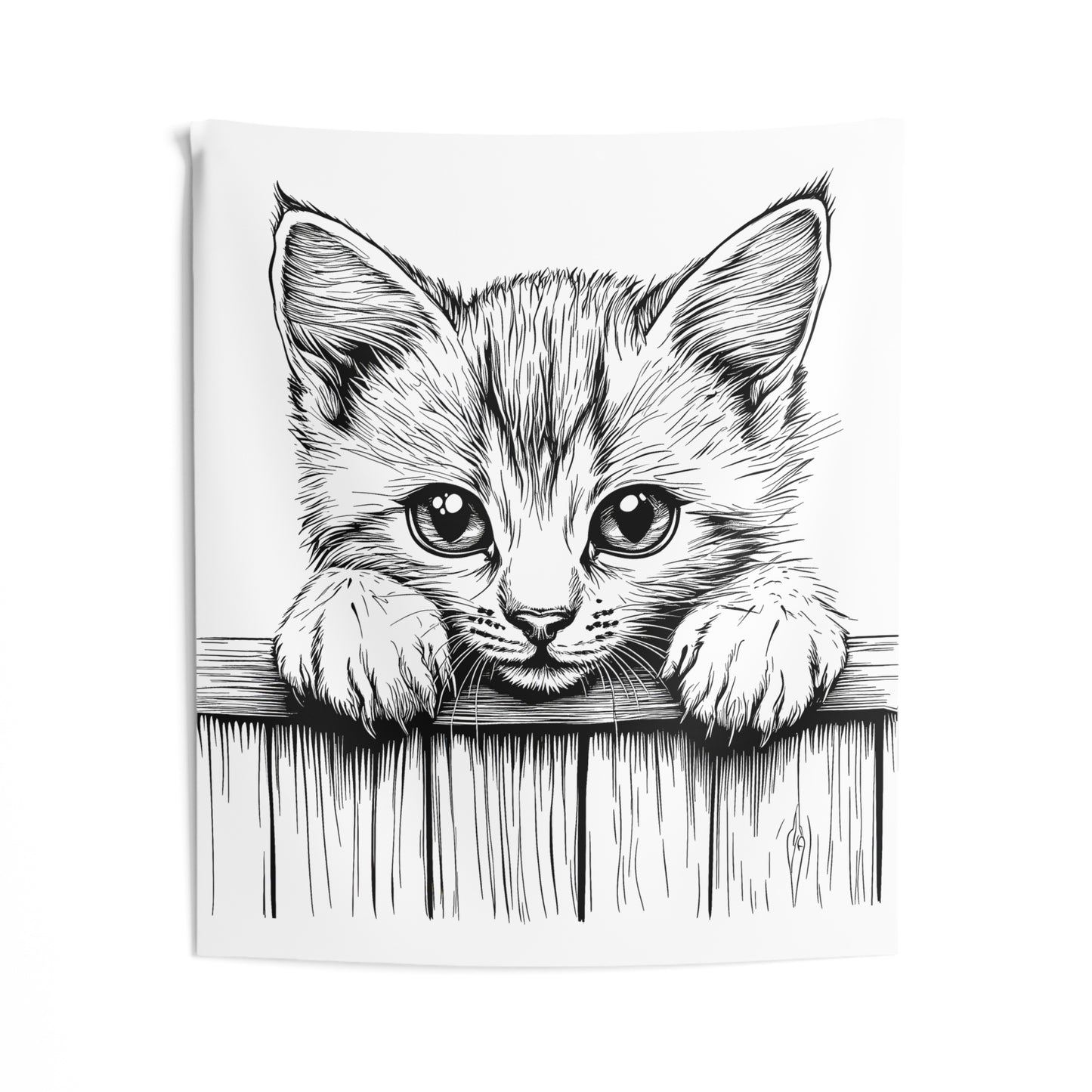 Indoor Wall Tapestries Coloring Kit with 10 Fabric Markers - Kitten