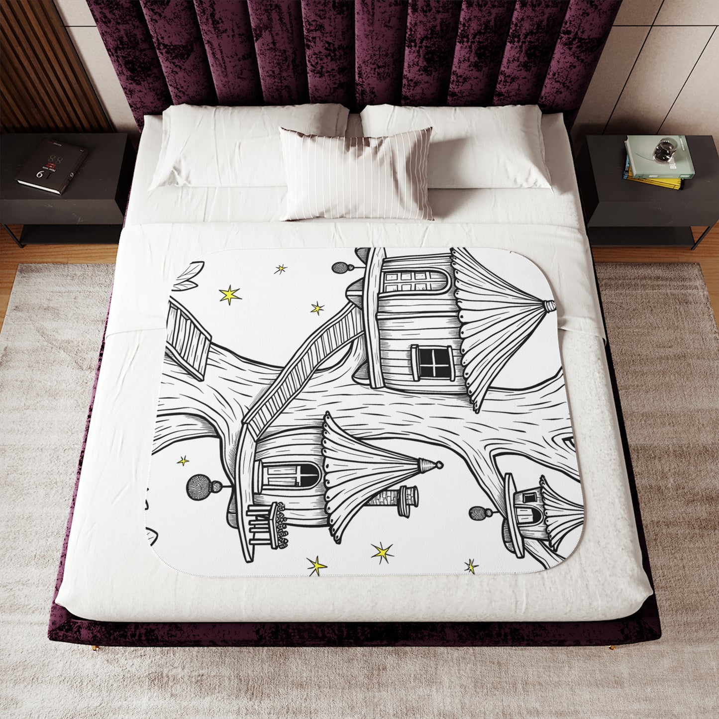 Blanket Coloring Kit with 10 Fabric Markers - Fantasy Tree House