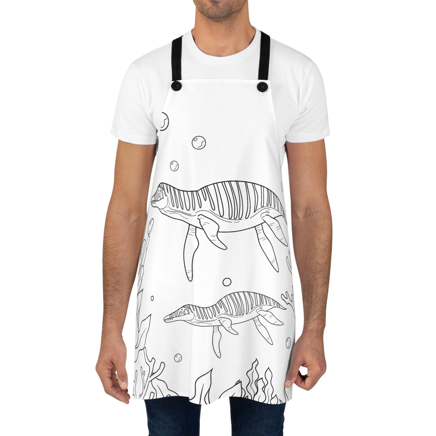 Apron Coloring Kit with 10 Fabric Markers - Marine Dinosaur
