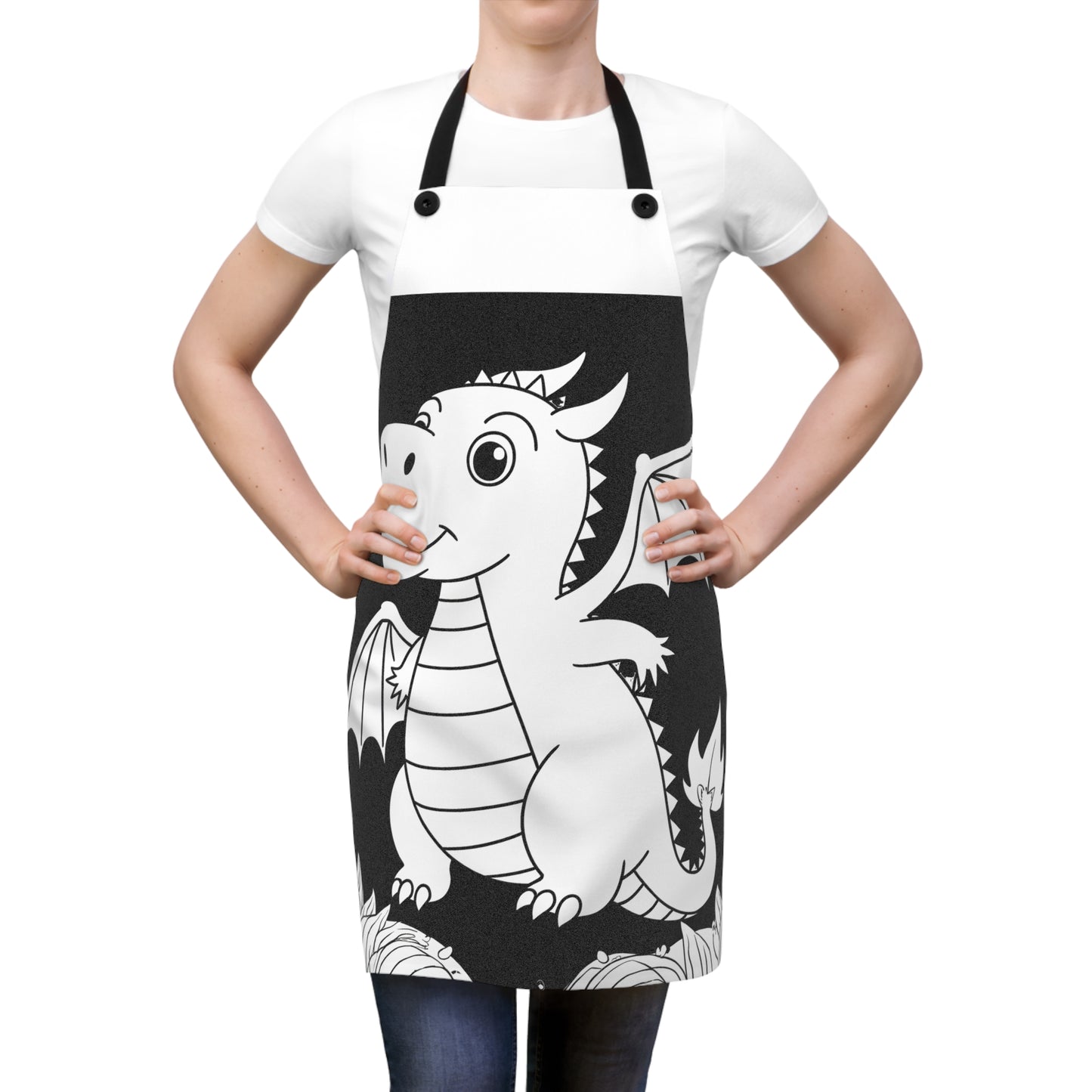 Apron Coloring Kit with 10 Fabric Markers - Cute Dragon
