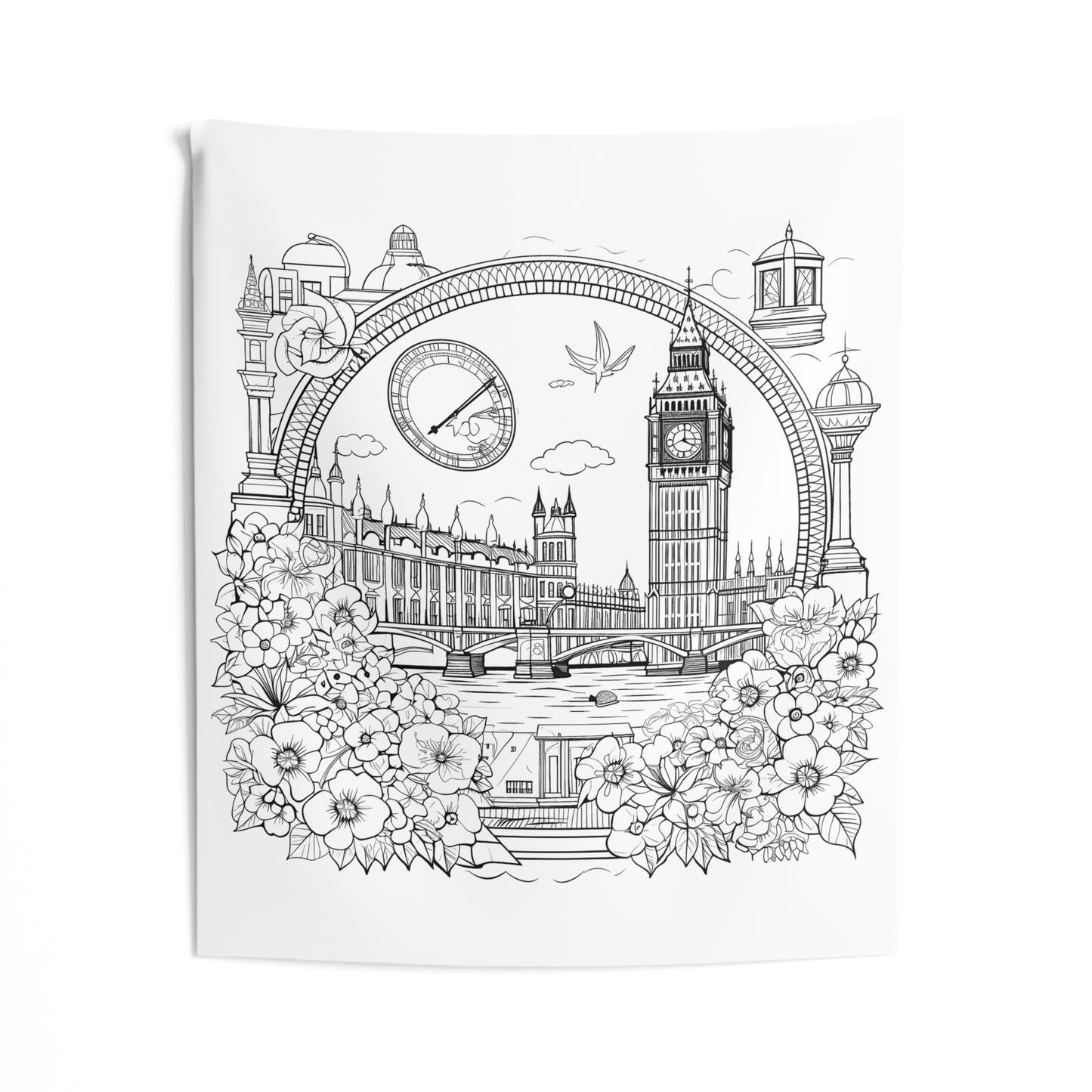 Indoor Wall Tapestries Coloring Kit with 10 Fabric Markers - Big Ben and Parliament