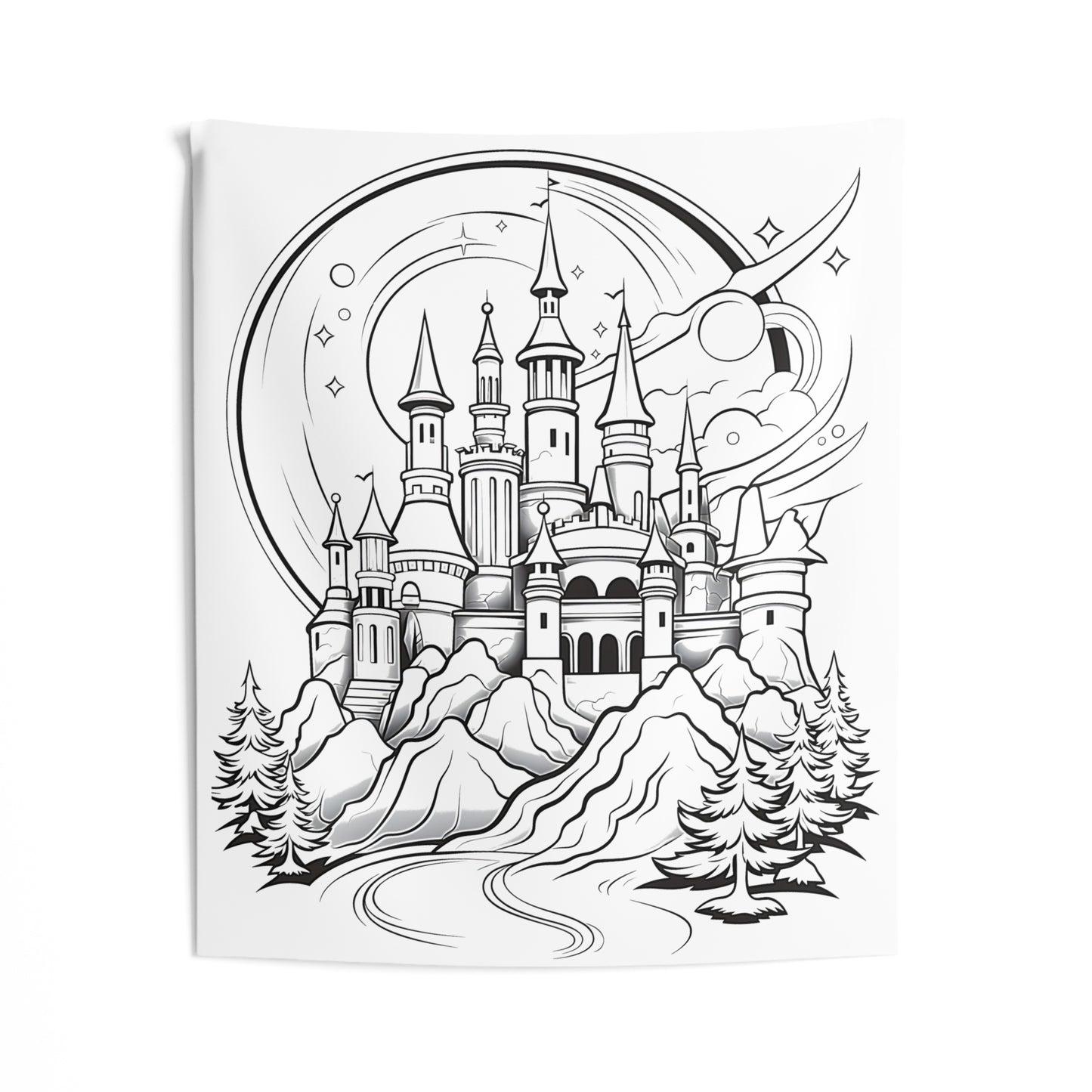 Indoor Wall Tapestries Coloring Kit with 10 Fabric Markers - Castle