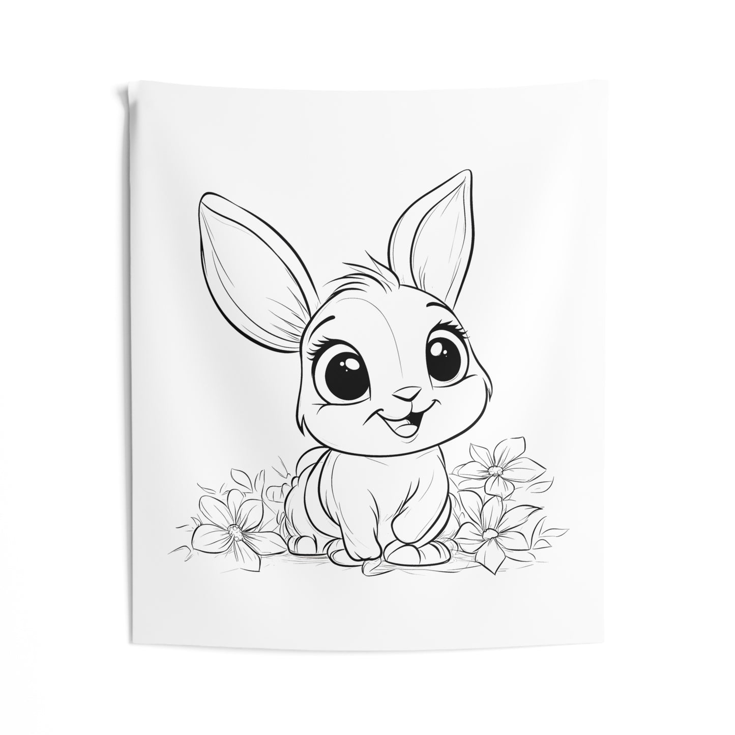 Indoor Wall Tapestries Coloring Kit with 10 Fabric Markers - Cute Rabbit