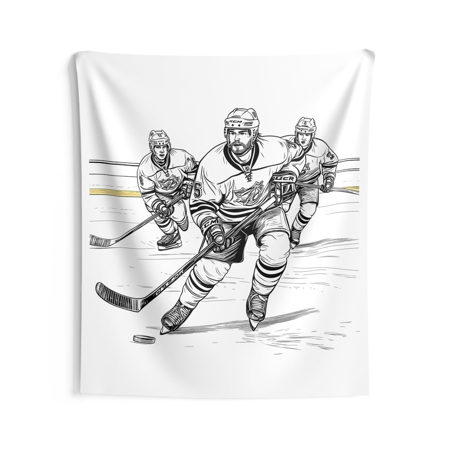 Indoor Wall Tapestries Coloring Kit with 10 Fabric Markers - Ice Hockey