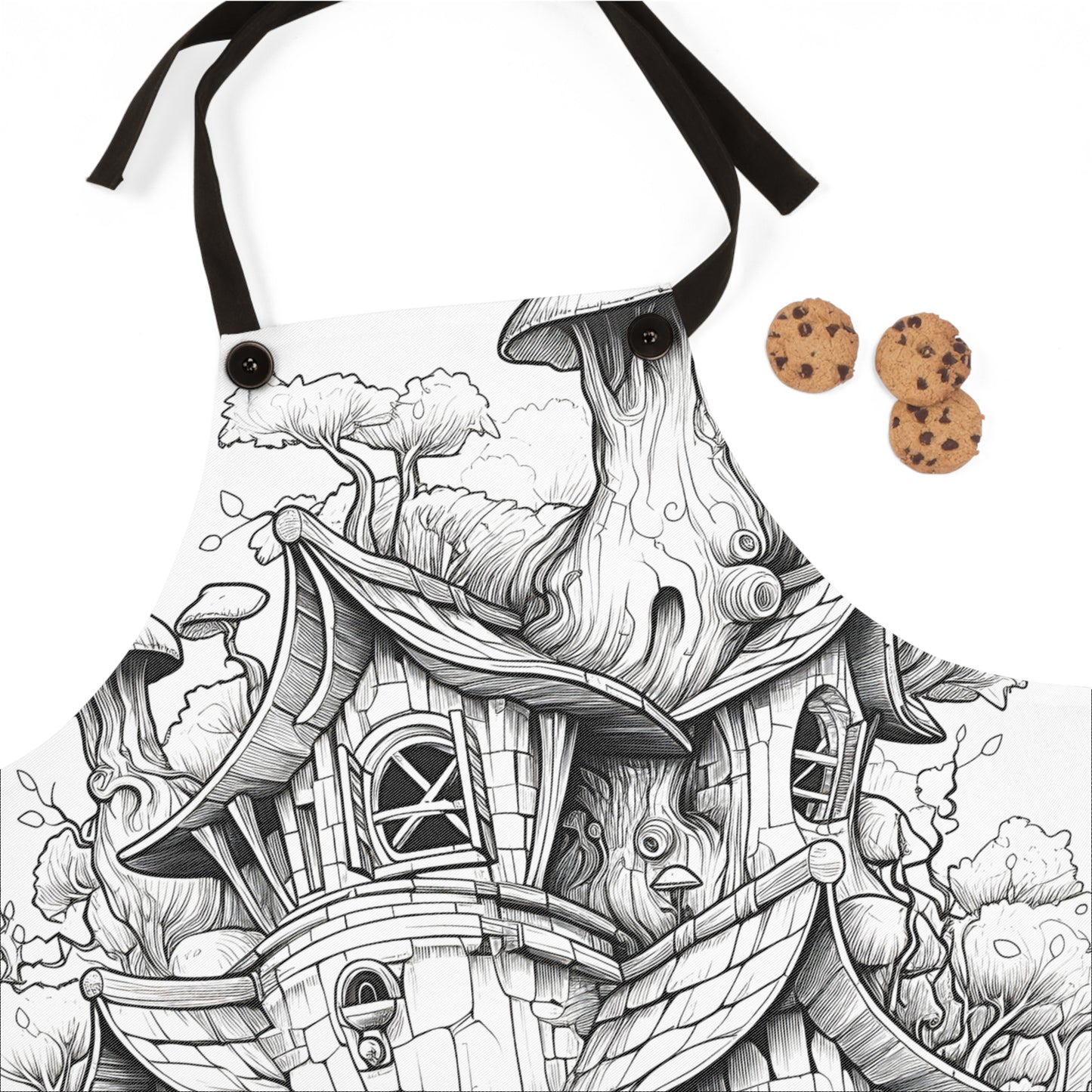 Apron Coloring Kit with 10 Fabric Markers - Mushroom House