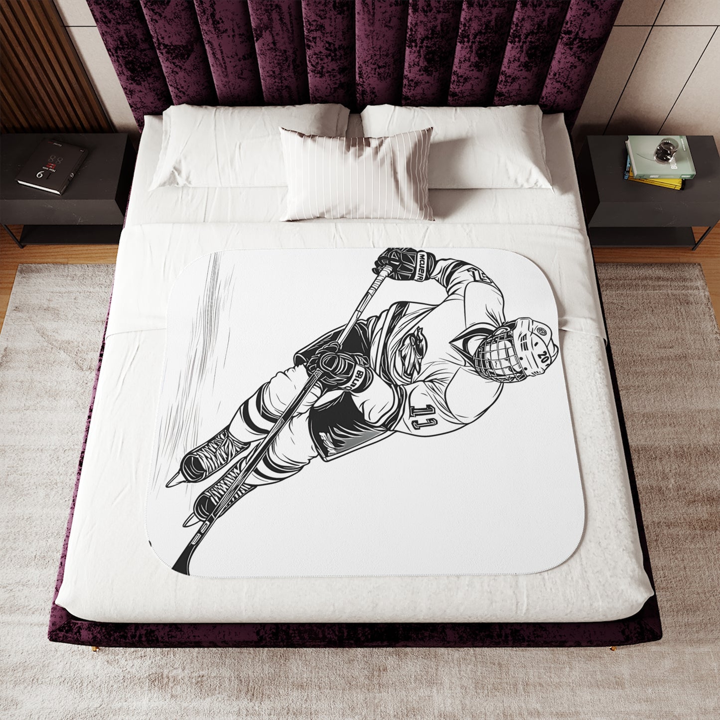 Blanket Coloring Kit with 10 Fabric Markers - Ice Hockey Player