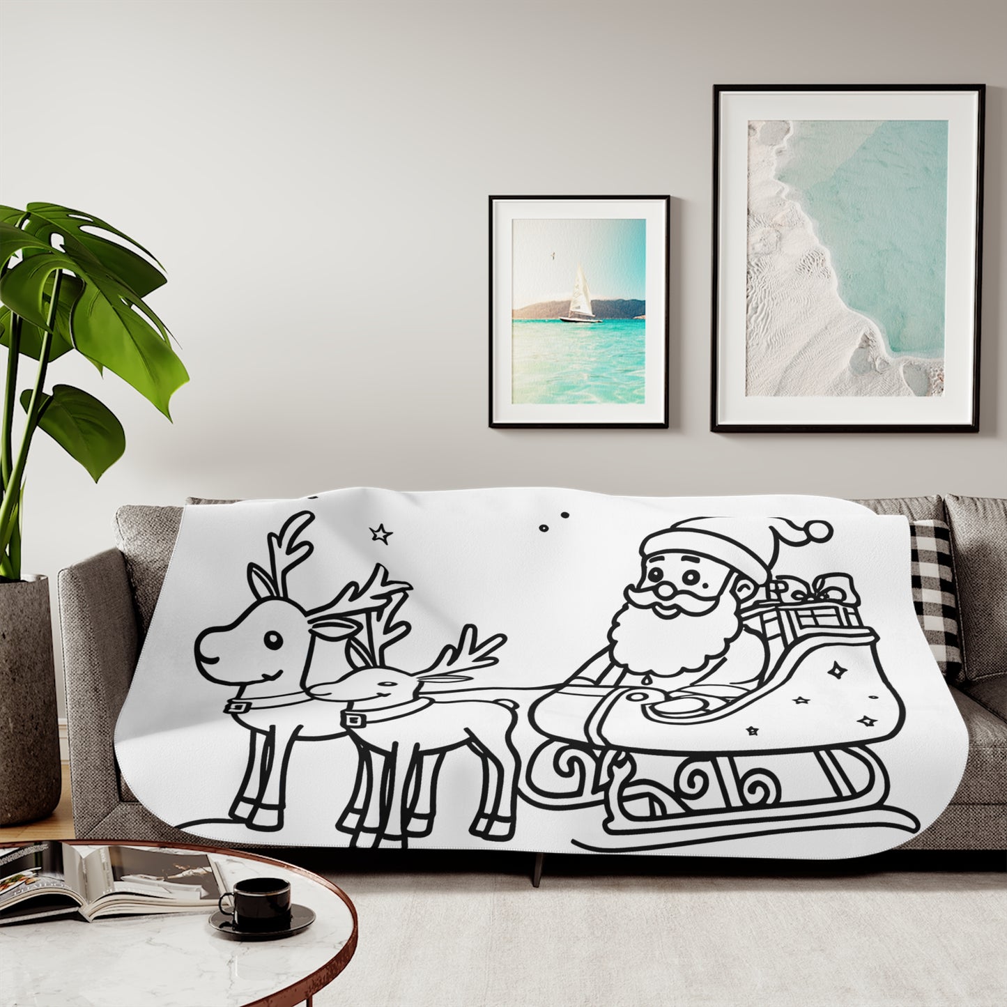 Blanket Coloring Kit with 10 Fabric Markers - Santa and Reindeer