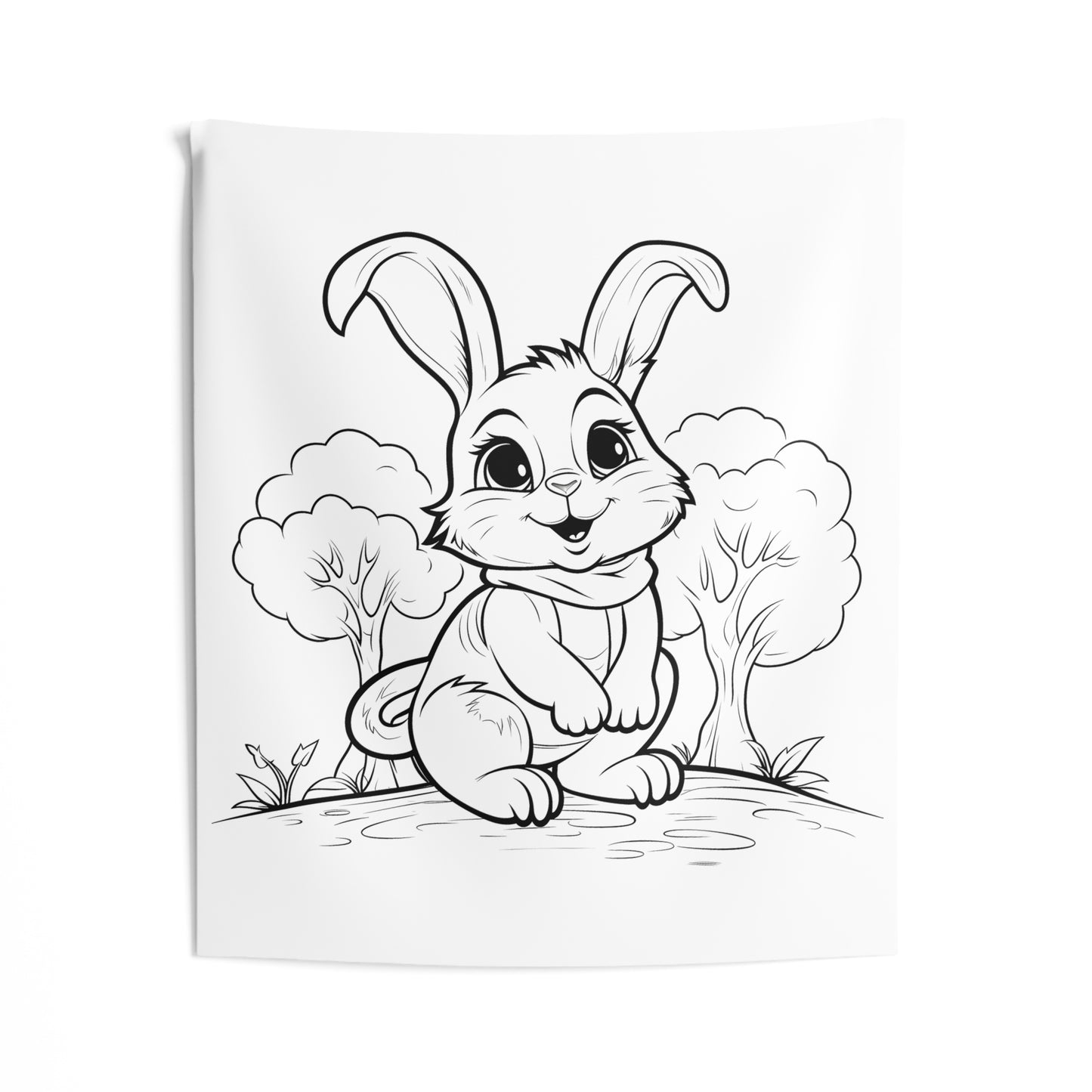 Indoor Wall Tapestries Coloring Kit with 10 Fabric Markers - Cute Bunny