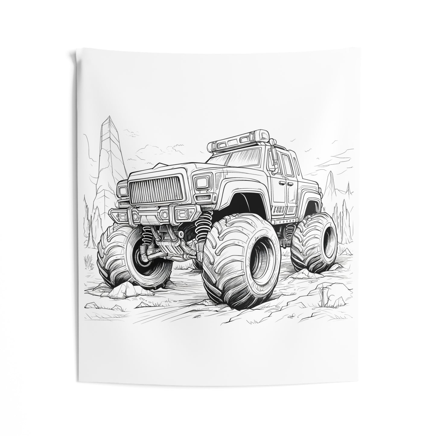 Indoor Wall Tapestries Coloring Kit with 10 Fabric Markers - Monster Truck