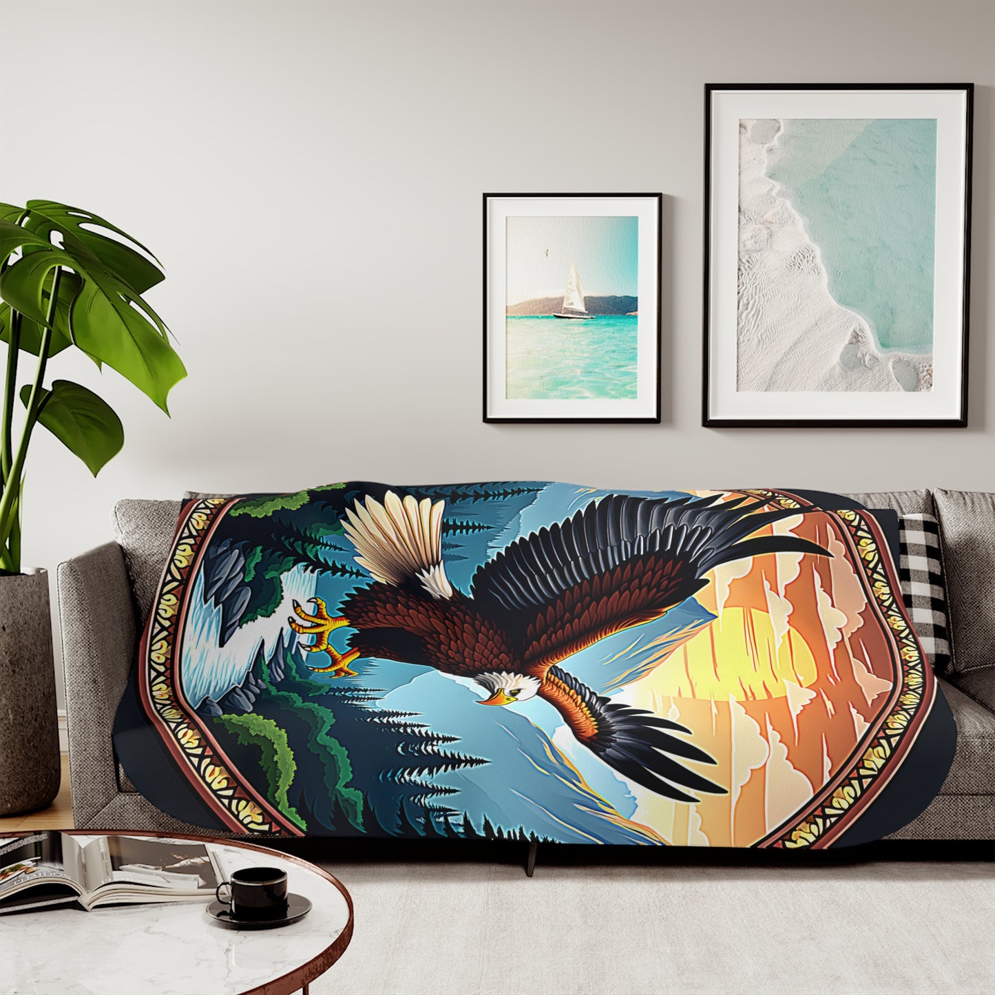 Blanket Colorful Graphic Design - Bald Eagle in Flight