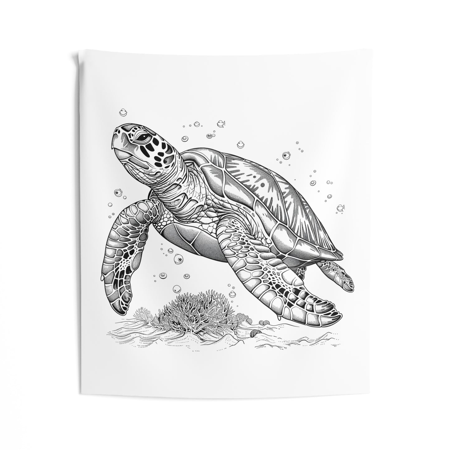 Indoor Wall Tapestries Coloring Kit with 10 Fabric Markers - Sea Turtle