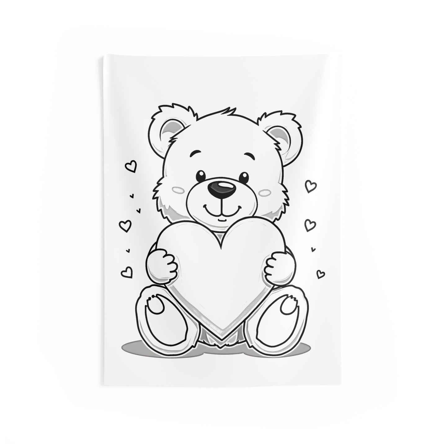 Indoor Wall Tapestries Coloring Kit with 10 Fabric Markers - Bear with Heart