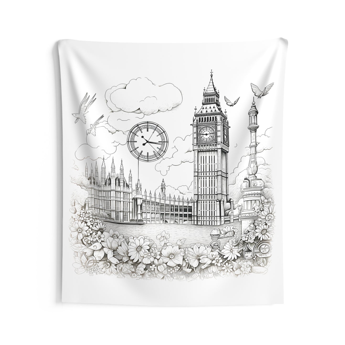 Indoor Wall Tapestries Coloring Kit with 10 Fabric Markers - Big Ben