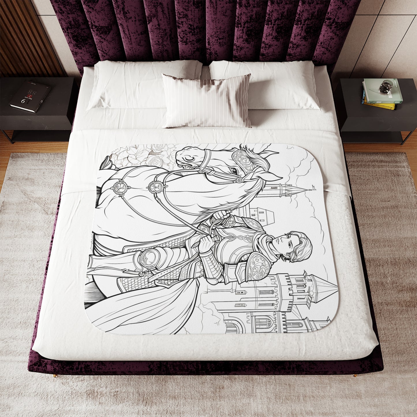 Blanket Coloring Kit with 10 Fabric Markers - Medieval Knight on Horseback