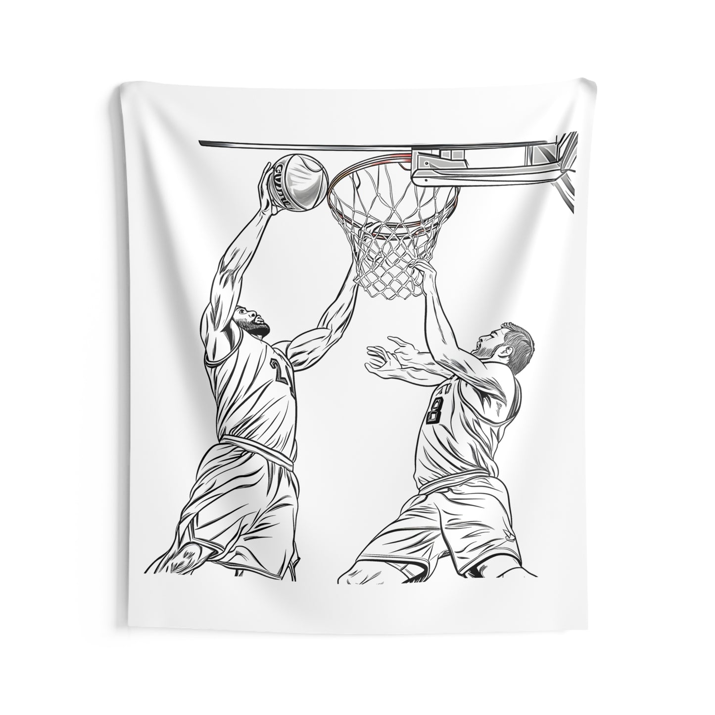 Indoor Wall Tapestries Coloring Kit with 10 Fabric Markers - Basketball Players