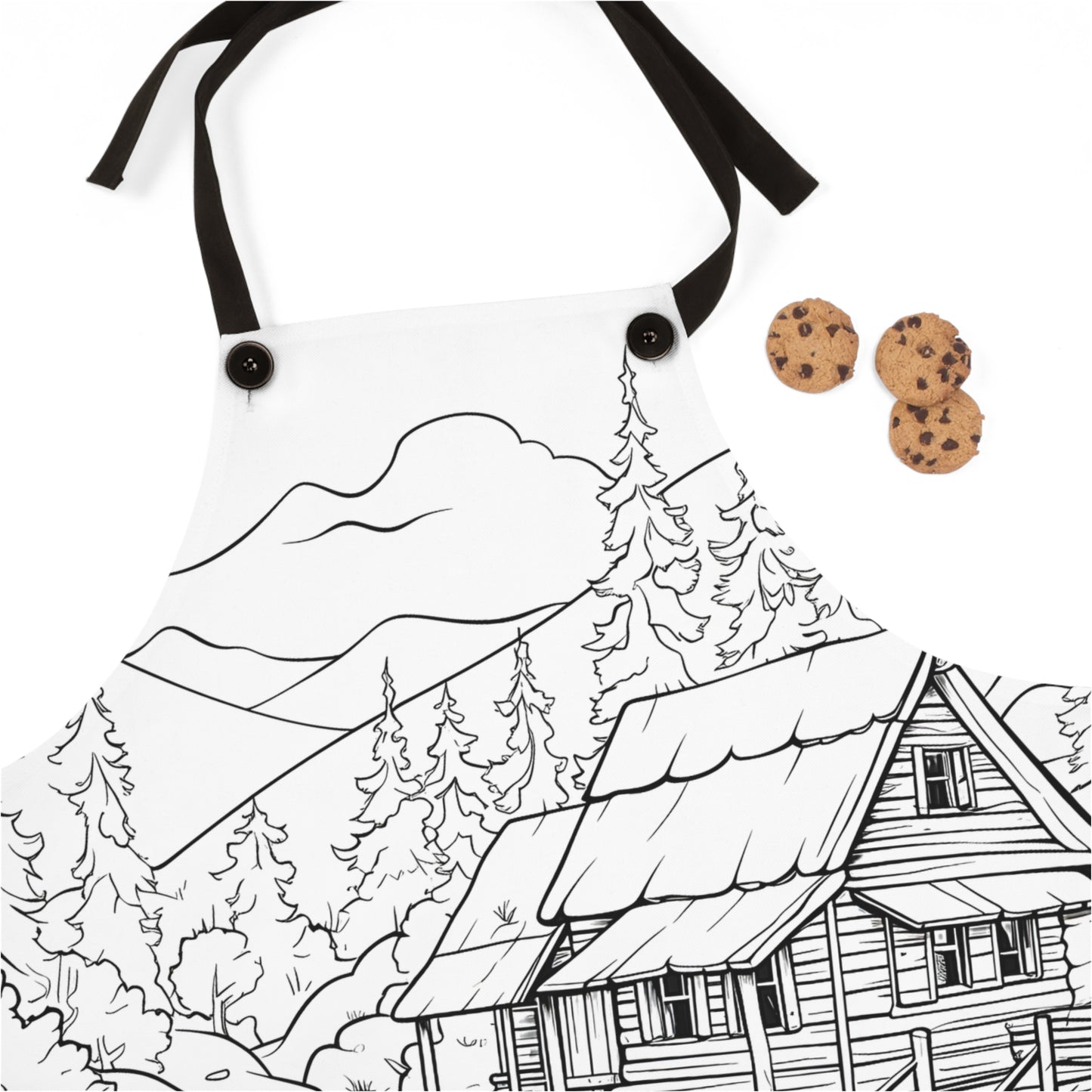 Apron Coloring Kit with 10 Fabric Markers - Mountain Cabin