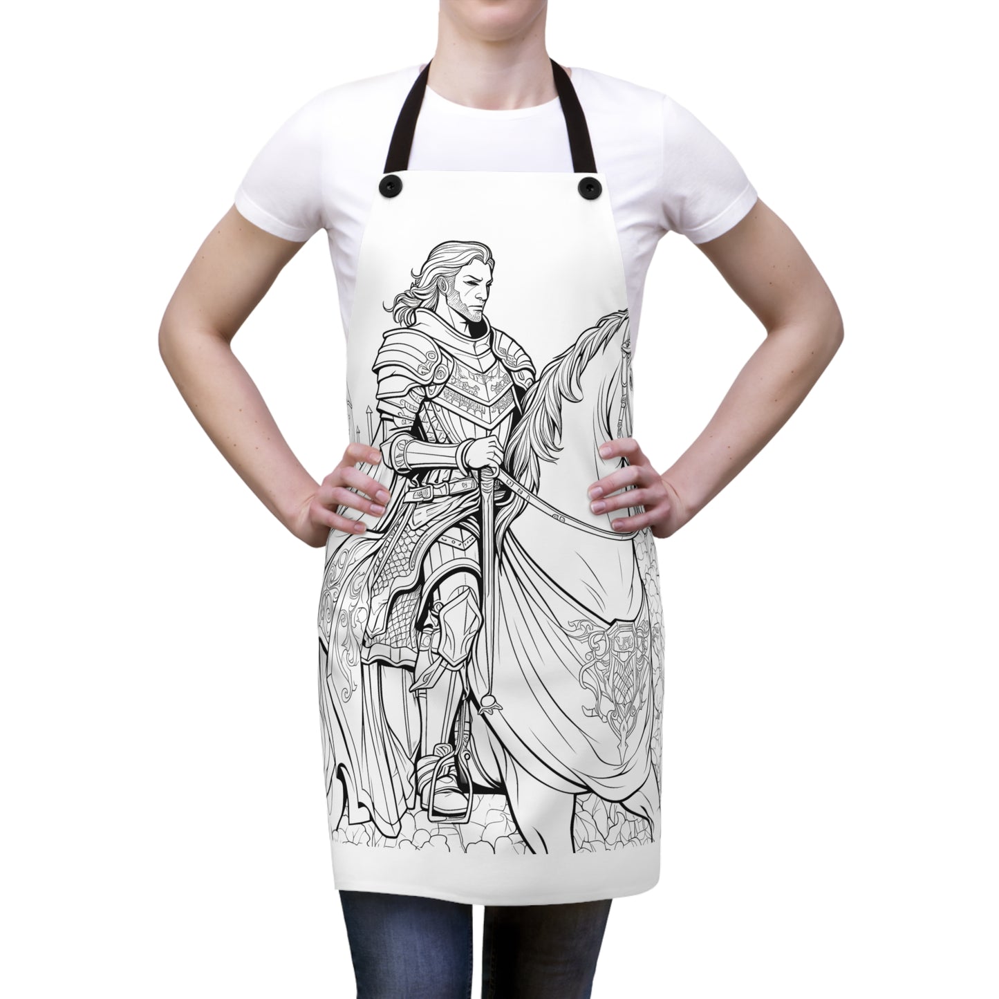 Apron Coloring Kit with 10 Fabric Markers - Knight on Horseback