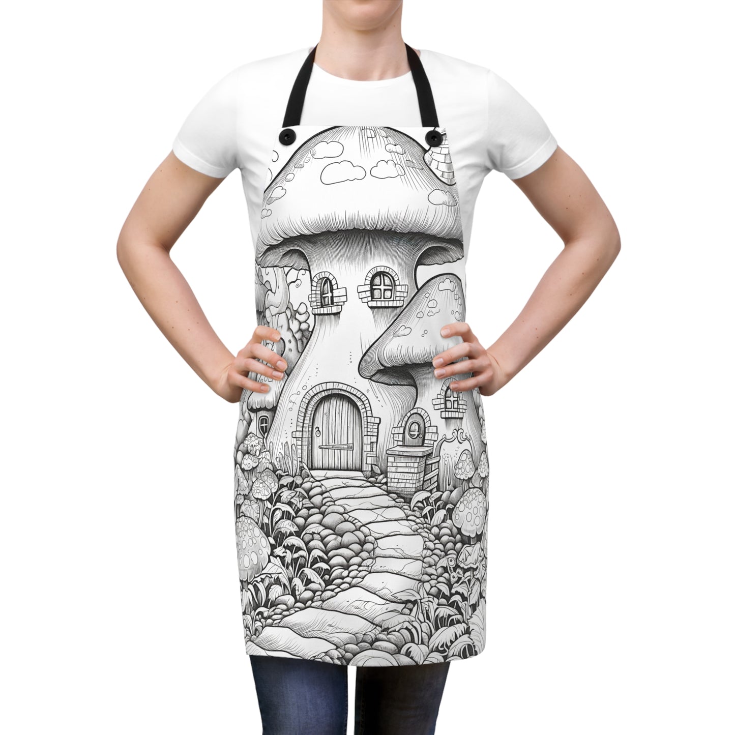 Apron Coloring Kit with 10 Fabric Markers - Mushroom House