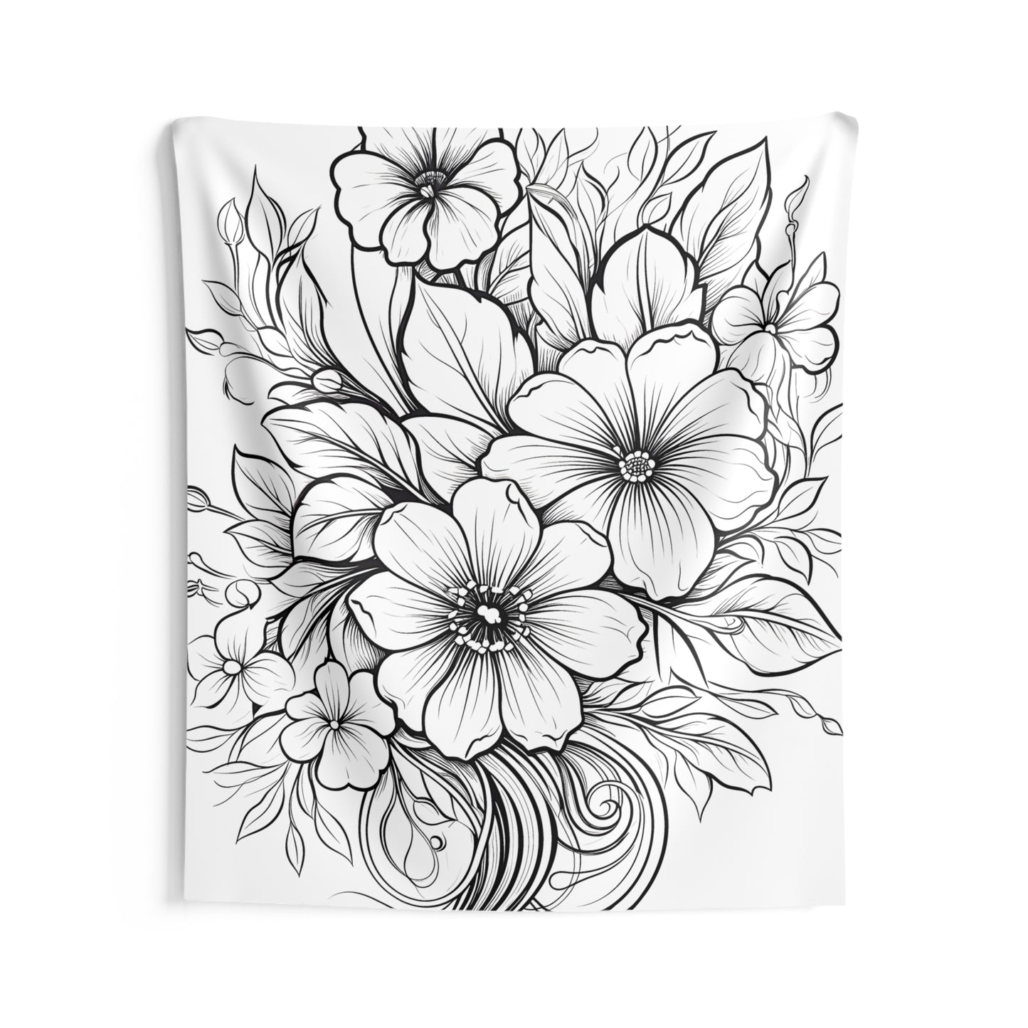 Indoor Wall Tapestries Coloring Kit with 10 Fabric Markers - Flowers