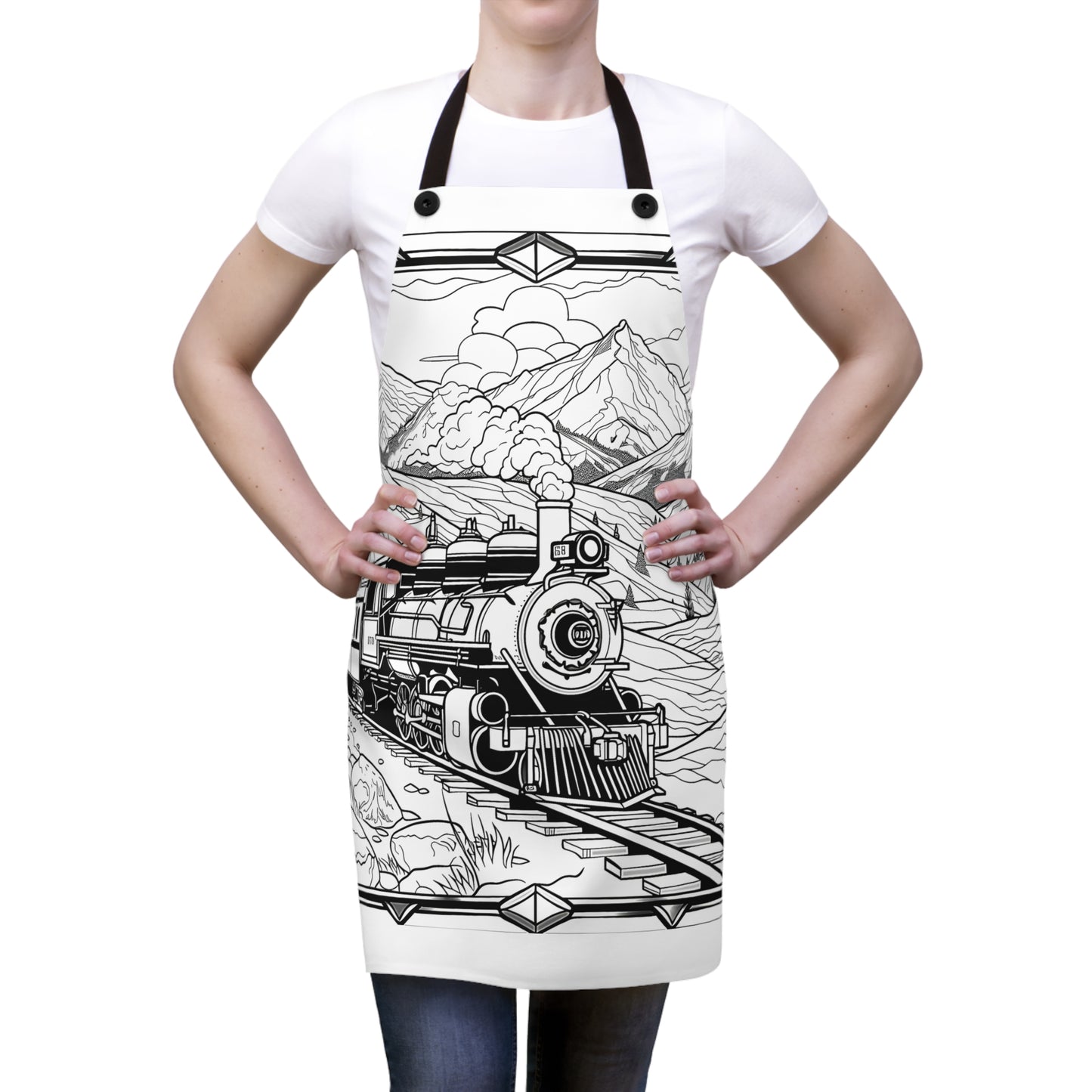 Apron Coloring Kit with 10 Fabric Markers - Steam Engine Train