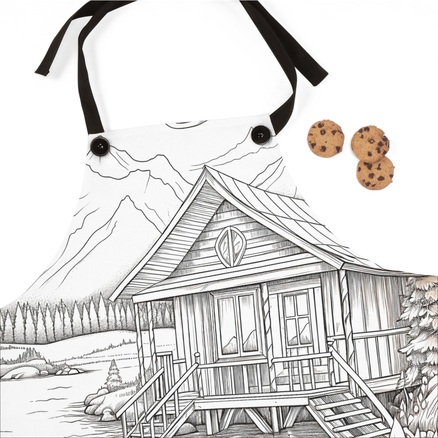 Apron Coloring Kit with 10 Fabric Markers - Mountain Cabin