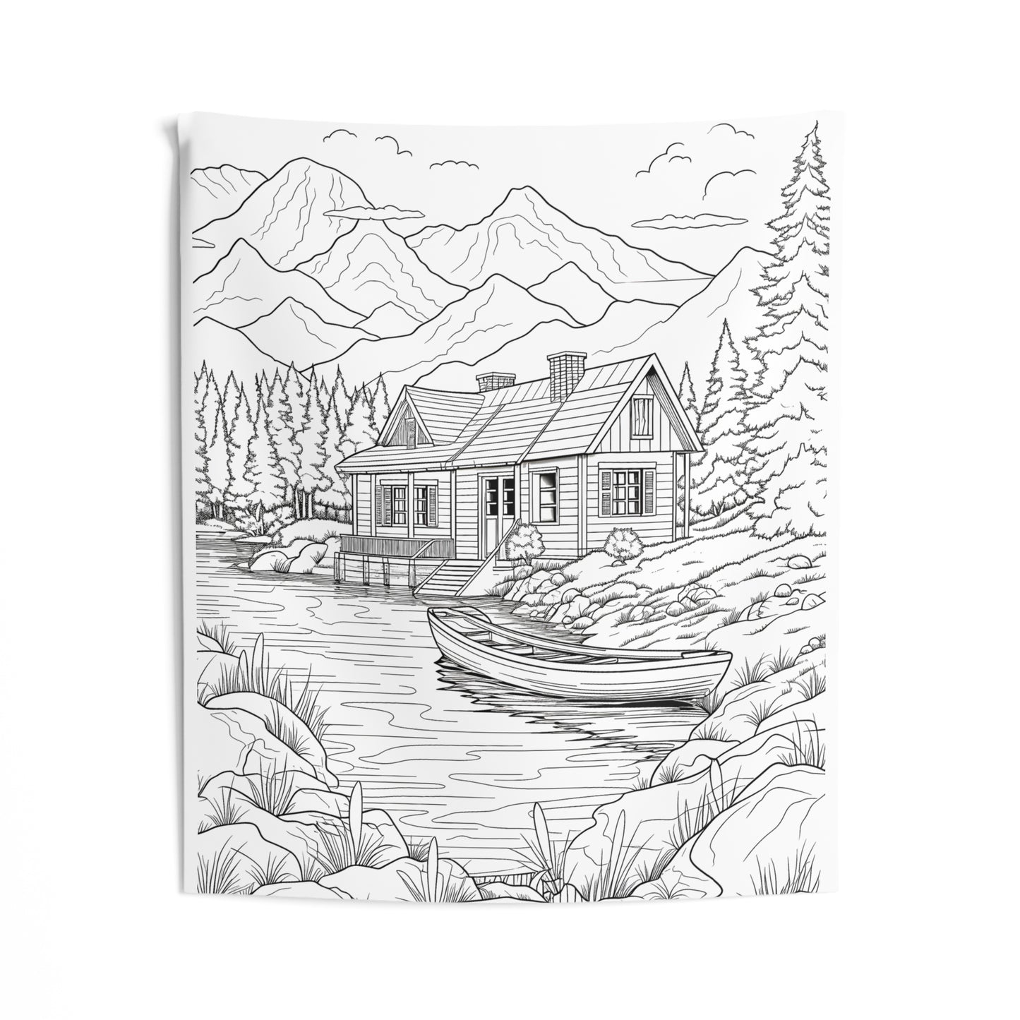 Indoor Wall Tapestries Coloring Kit with 10 Fabric Markers - Mountain House