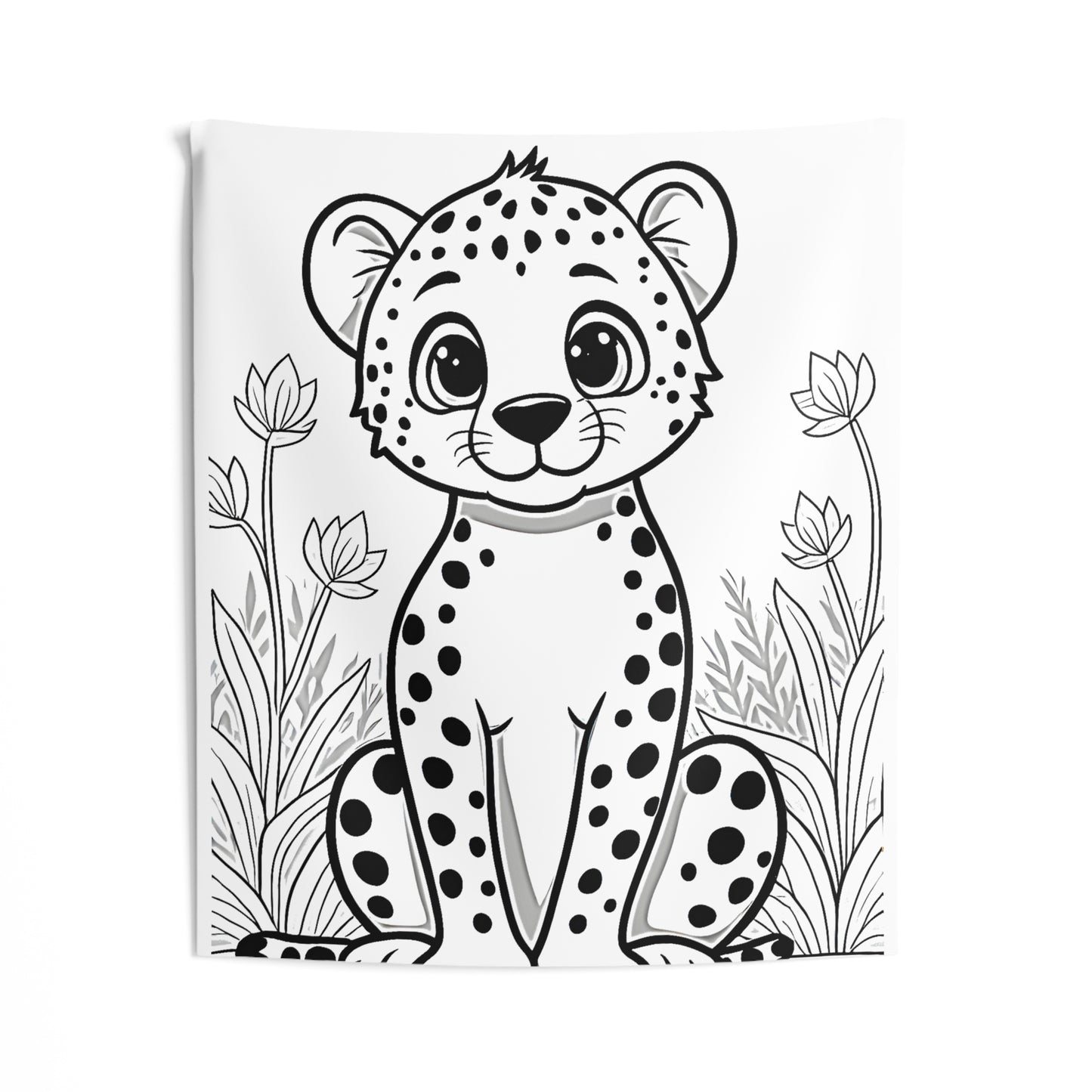 Indoor Wall Tapestries Coloring Kit with 10 Fabric Markers - Cheetah