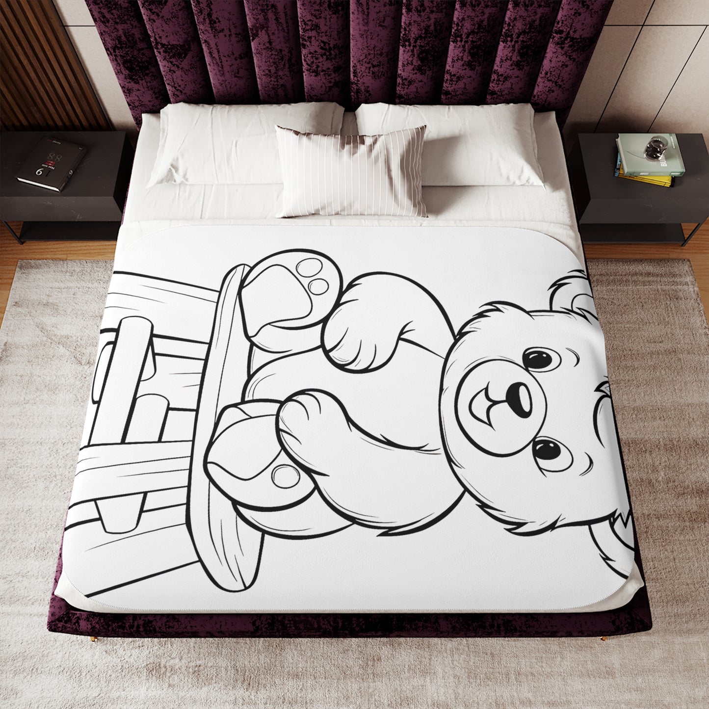 Blanket Coloring Kit with 10 Fabric Markers - Cute Bear