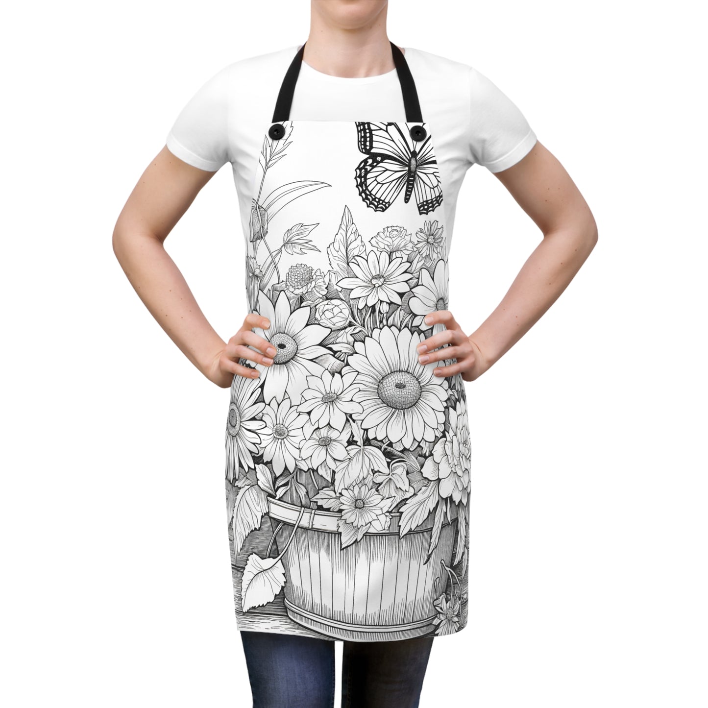 Apron Coloring Kit with 10 Fabric Markers - Bouquet with Butterfly