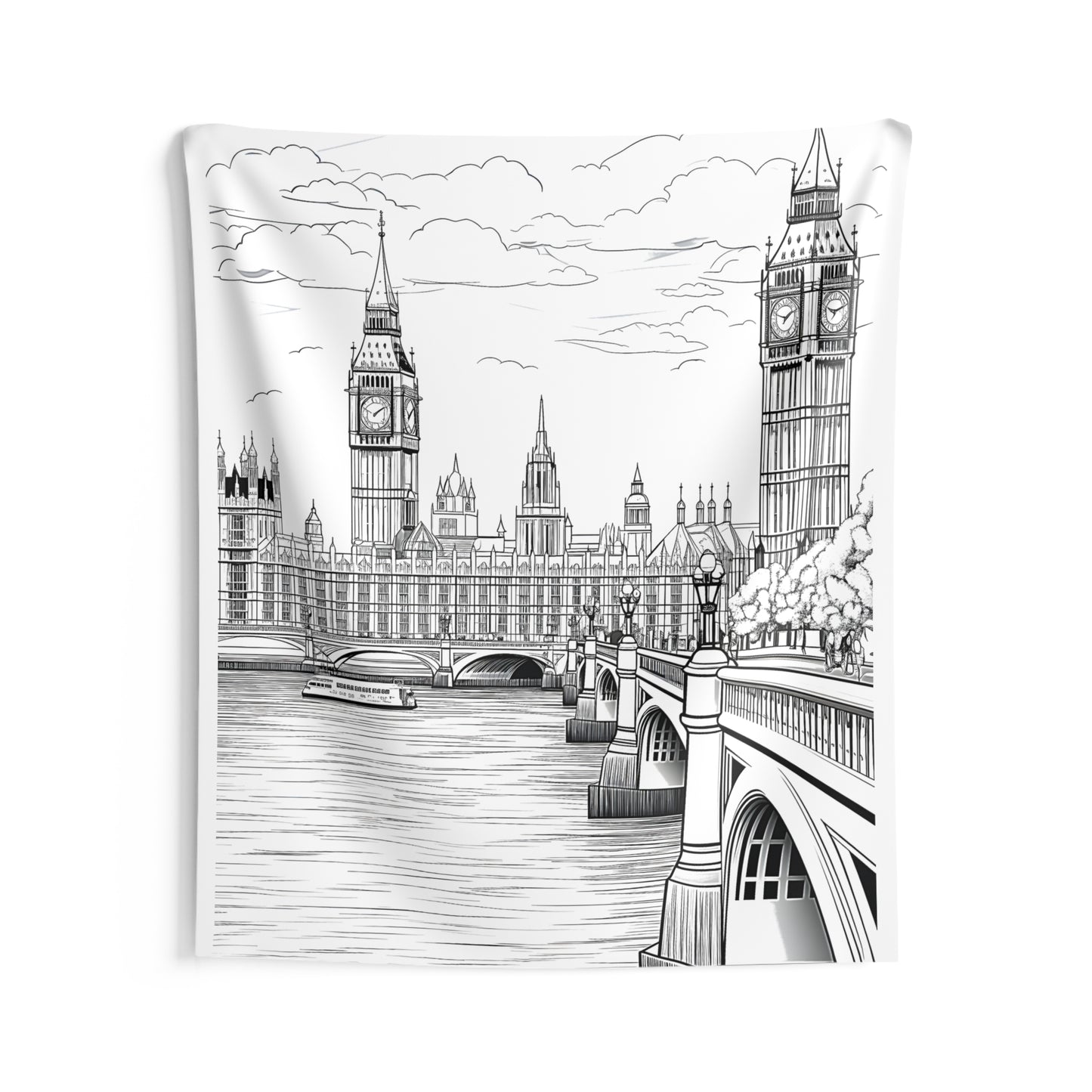 Indoor Wall Tapestries Coloring Kit with 10 Fabric Markers - London