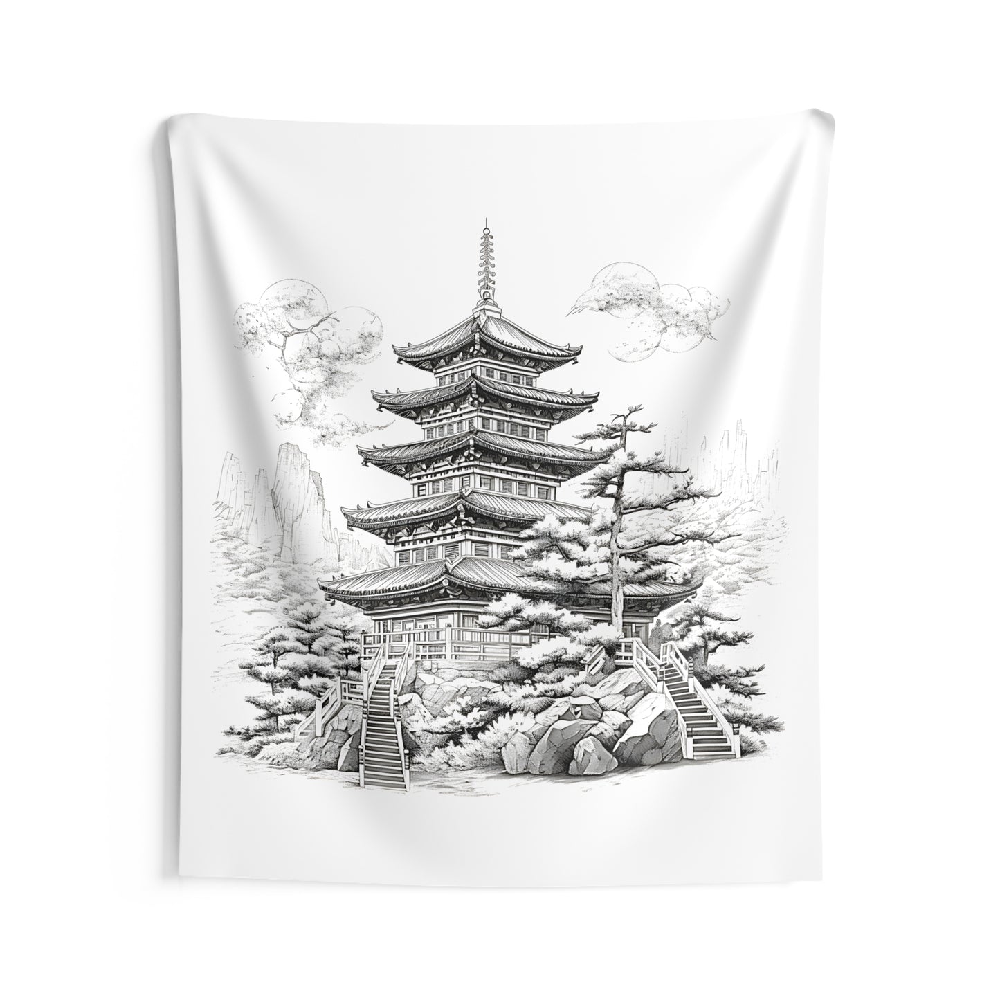 Indoor Wall Tapestries Coloring Kit with 10 Fabric Markers - Pagoda