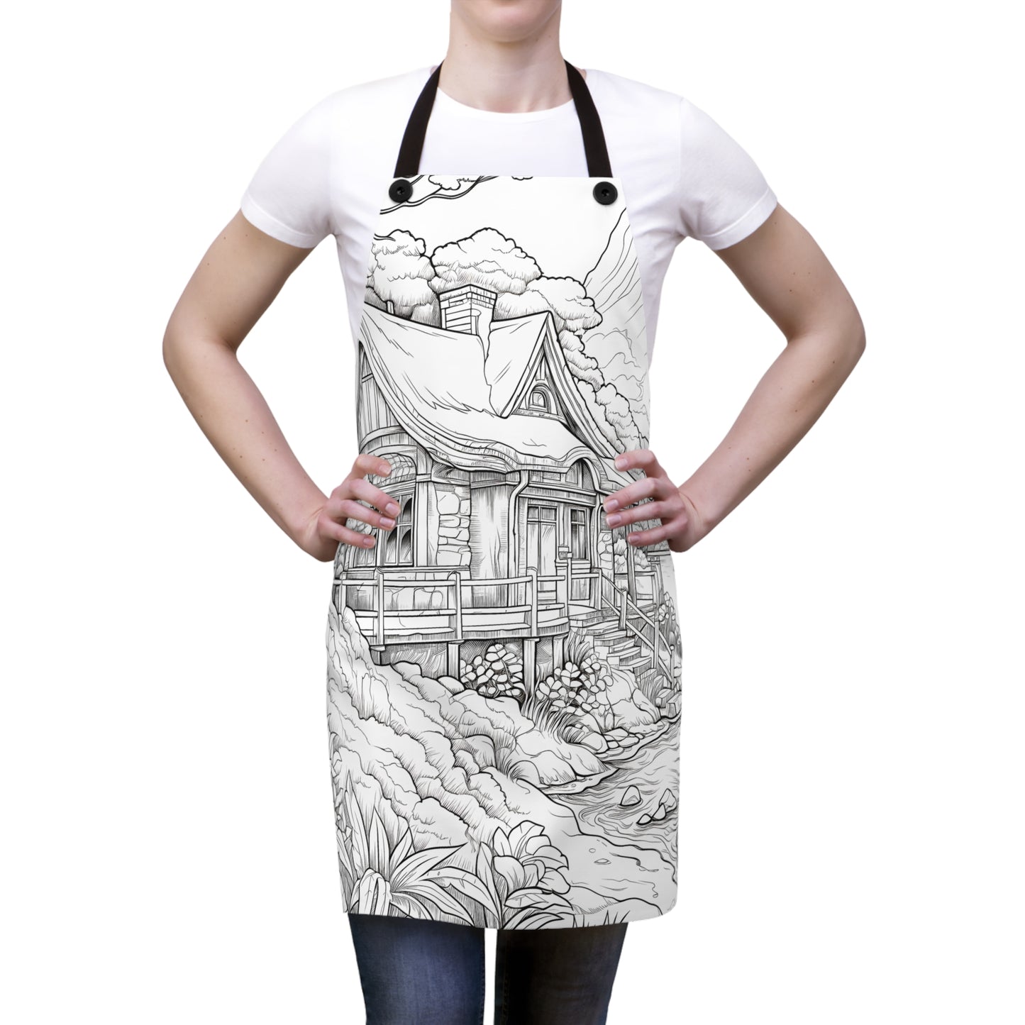 Apron Coloring Kit with 10 Fabric Markers - Cabin in Nature